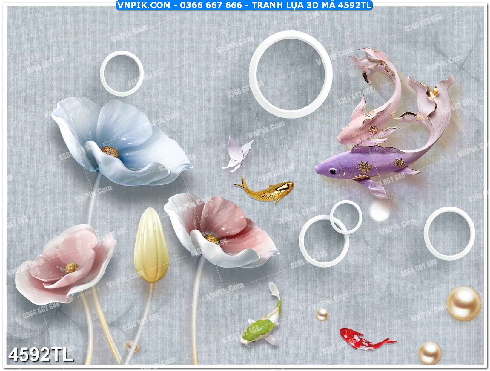 Tranh lụa 3D – Tranh trang trí dán tường 4592TL