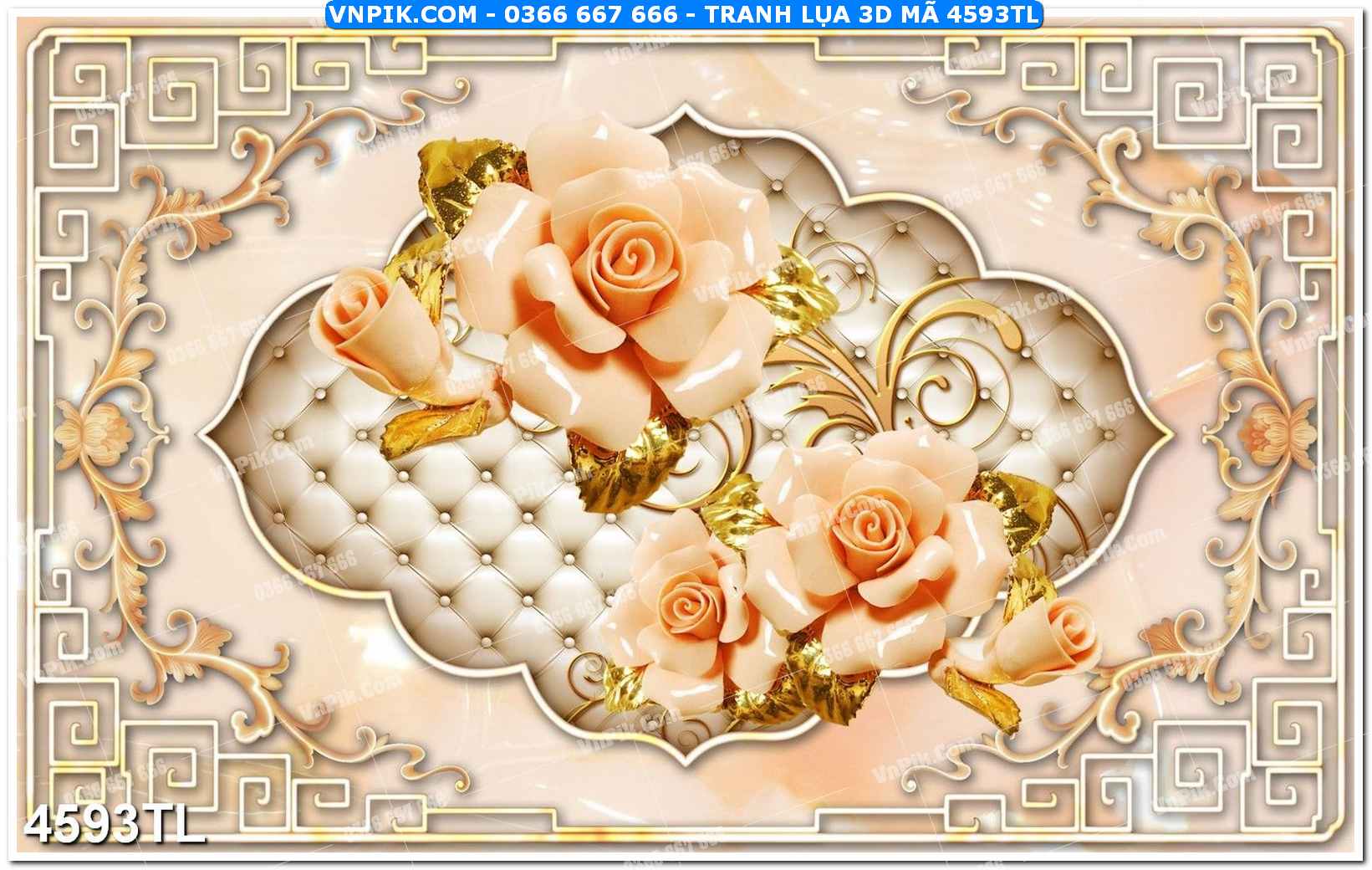 Tranh lụa 3D – Tranh trang trí dán tường 4593TL