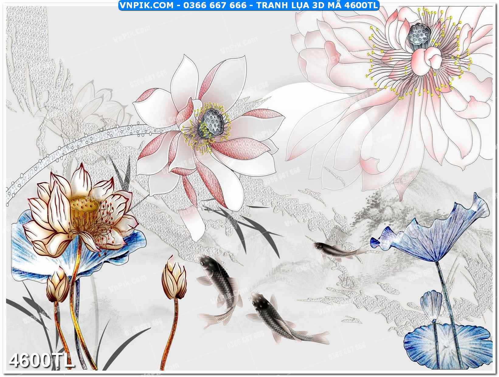 Tranh lụa 3D – Tranh trang trí dán tường 4600TL