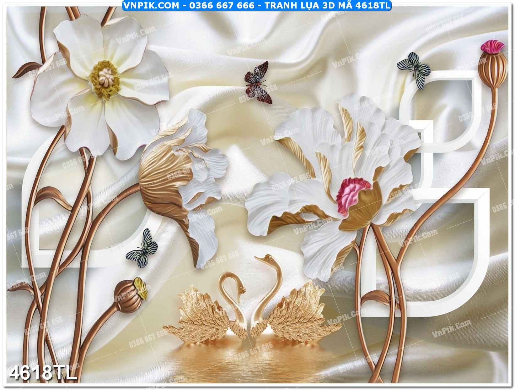 Tranh lụa 3D – Tranh trang trí dán tường 4618TL