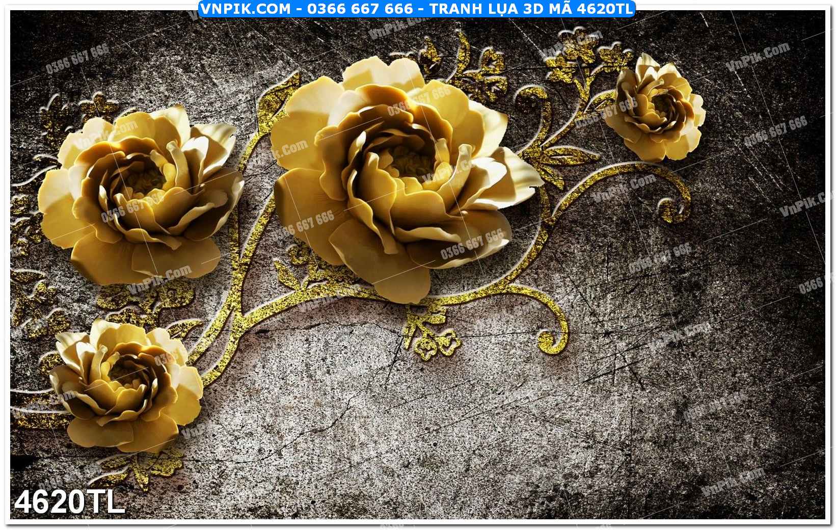 Tranh lụa 3D – Tranh trang trí dán tường 4620TL