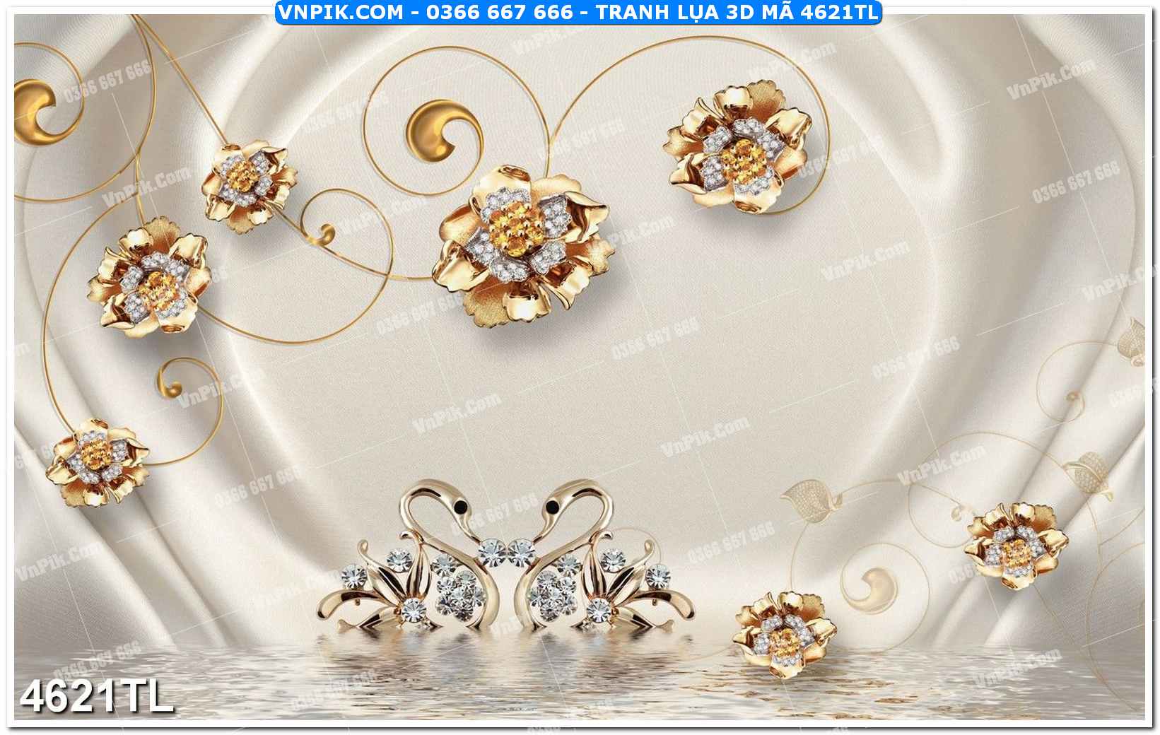 Tranh lụa 3D – Tranh trang trí dán tường 4621TL