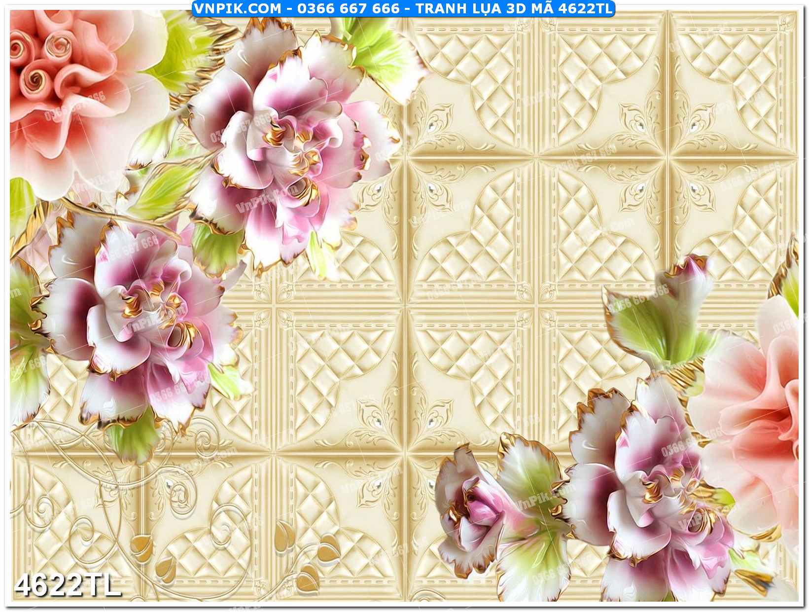 Tranh lụa 3D – Tranh trang trí dán tường 4622TL