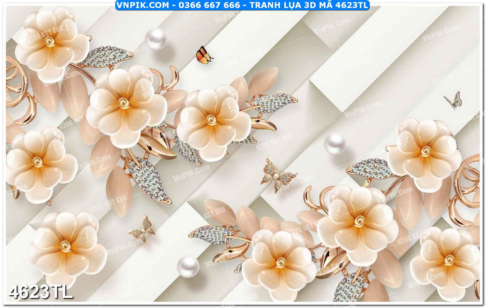 Tranh lụa 3D – Tranh trang trí dán tường 4623TL