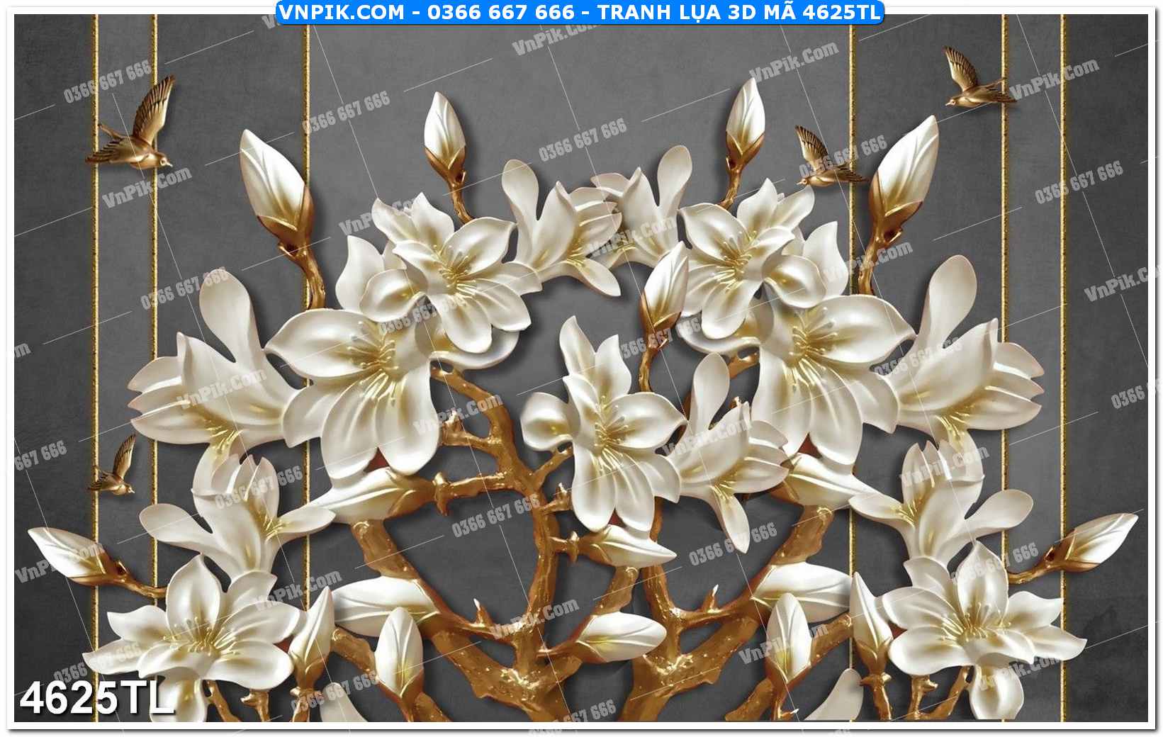 Tranh lụa 3D – Tranh trang trí dán tường 4625TL