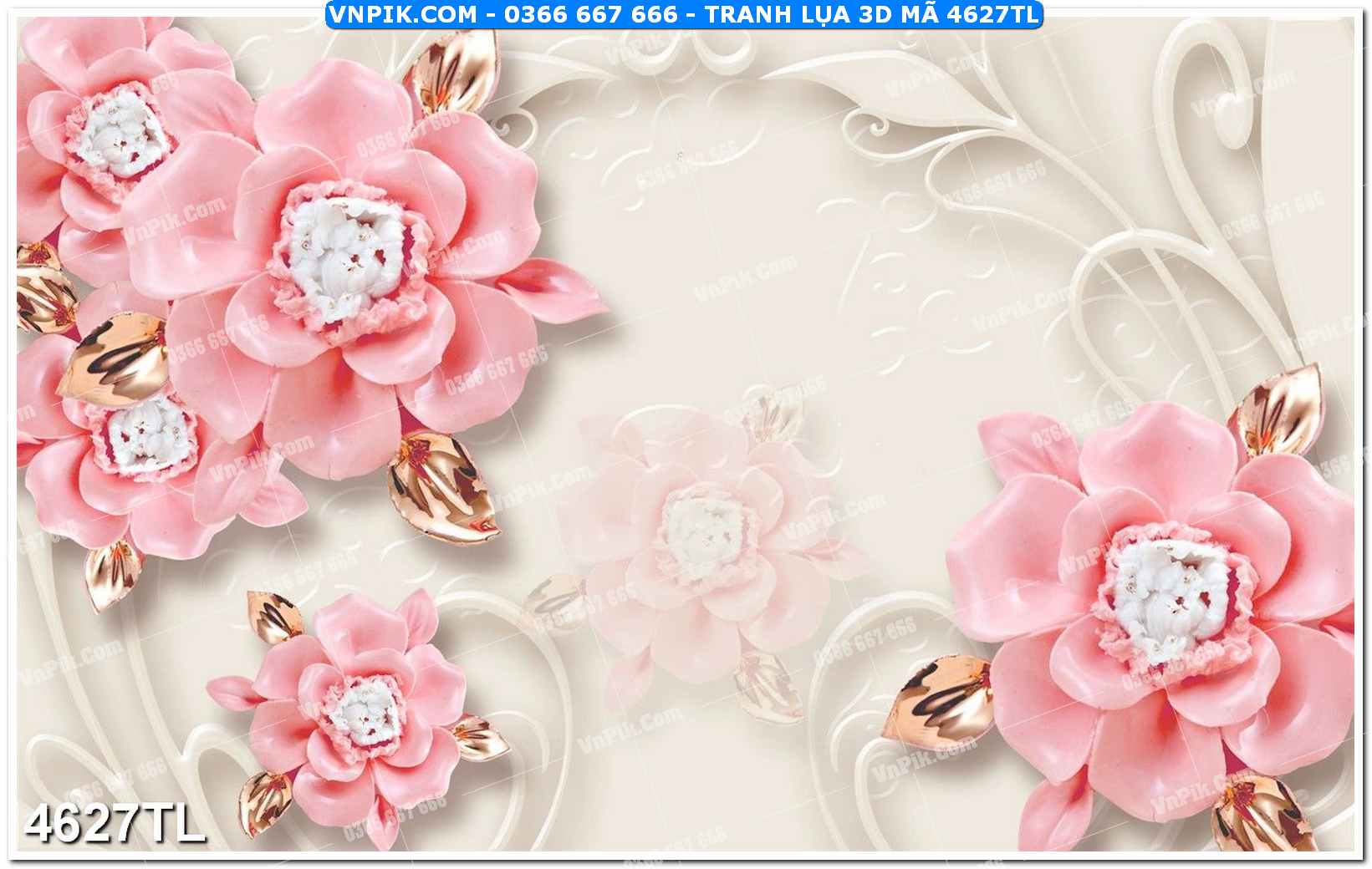 Tranh lụa 3D – Tranh trang trí dán tường 4627TL