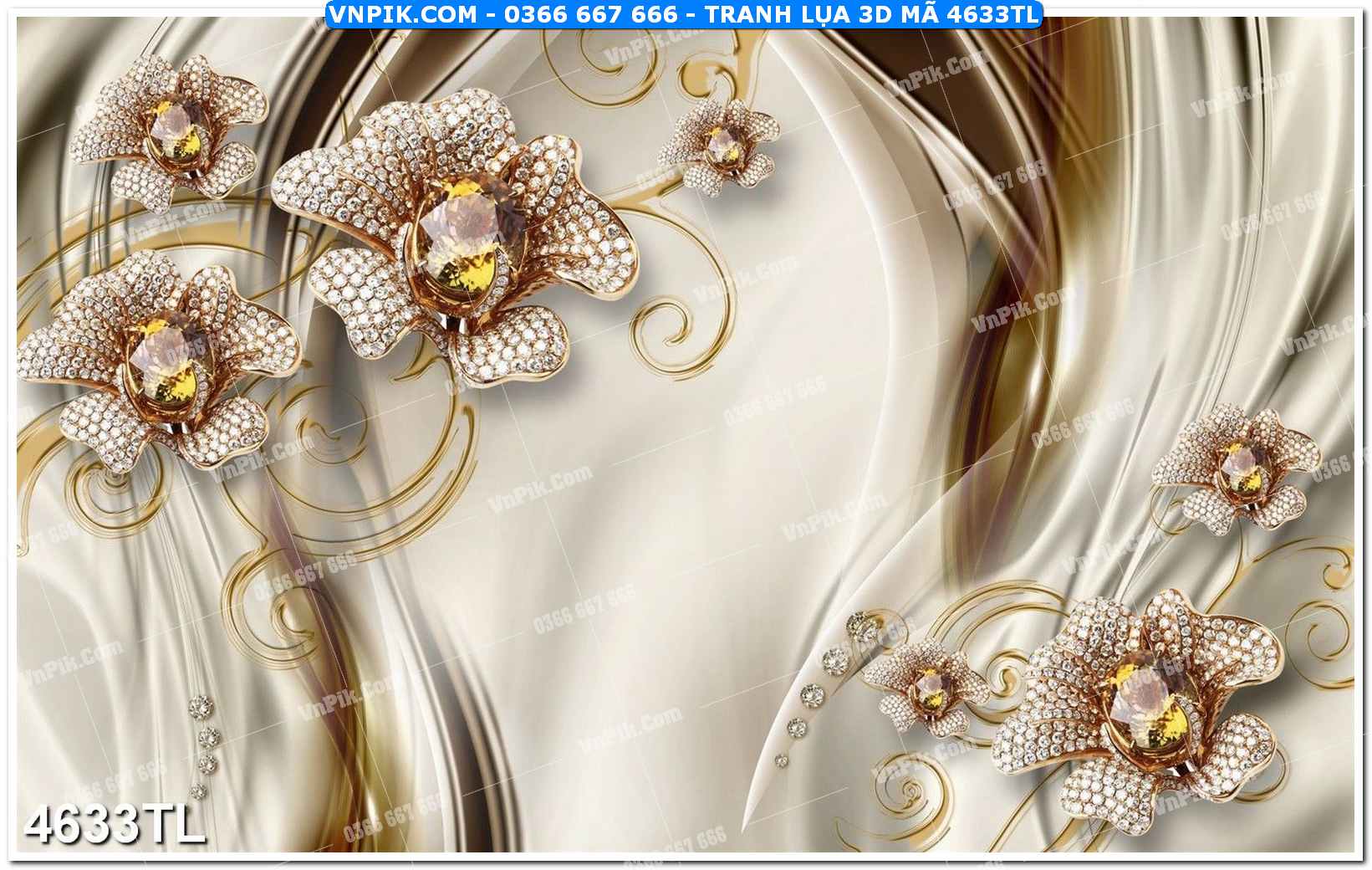 Tranh lụa 3D – Tranh trang trí dán tường 4633TL