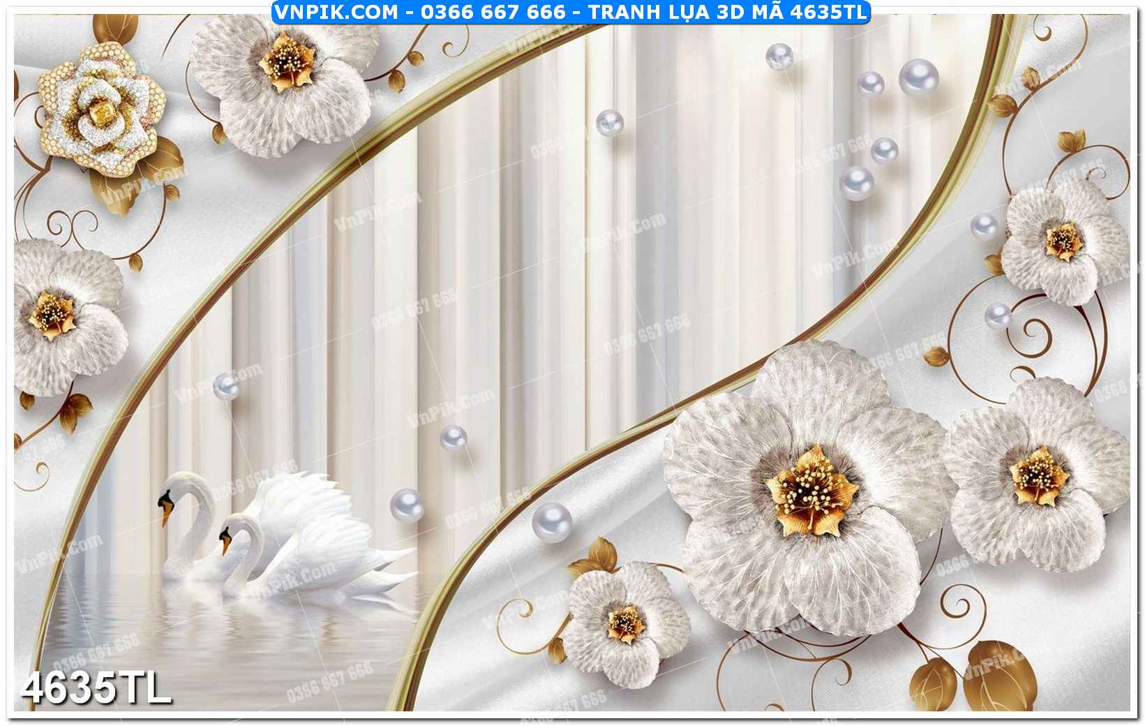 Tranh lụa 3D – Tranh trang trí dán tường 4635TL