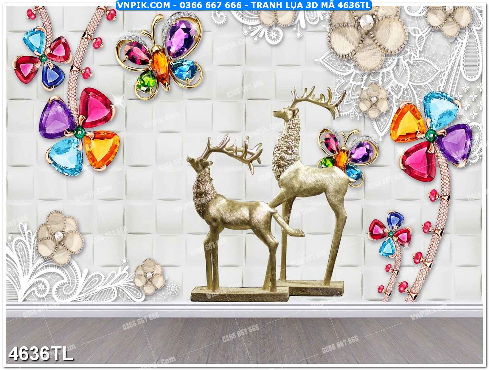 Tranh lụa 3D – Tranh trang trí dán tường 4636TL