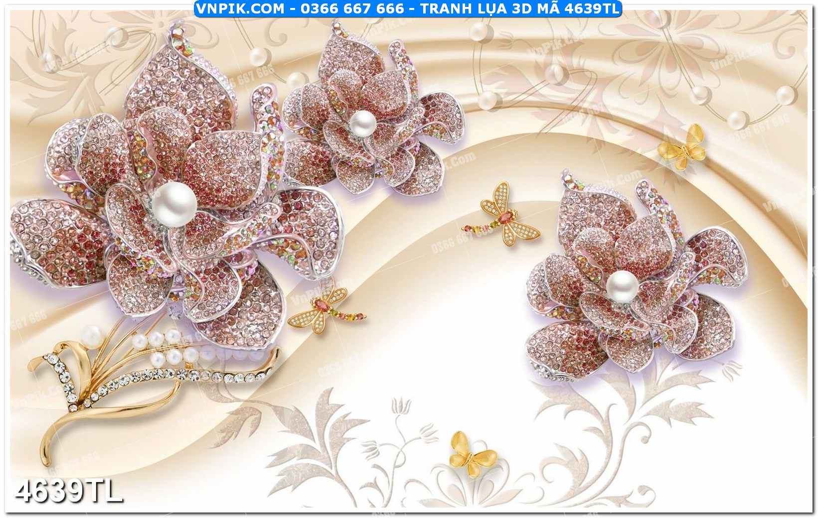 Tranh lụa 3D – Tranh trang trí dán tường 4639TL