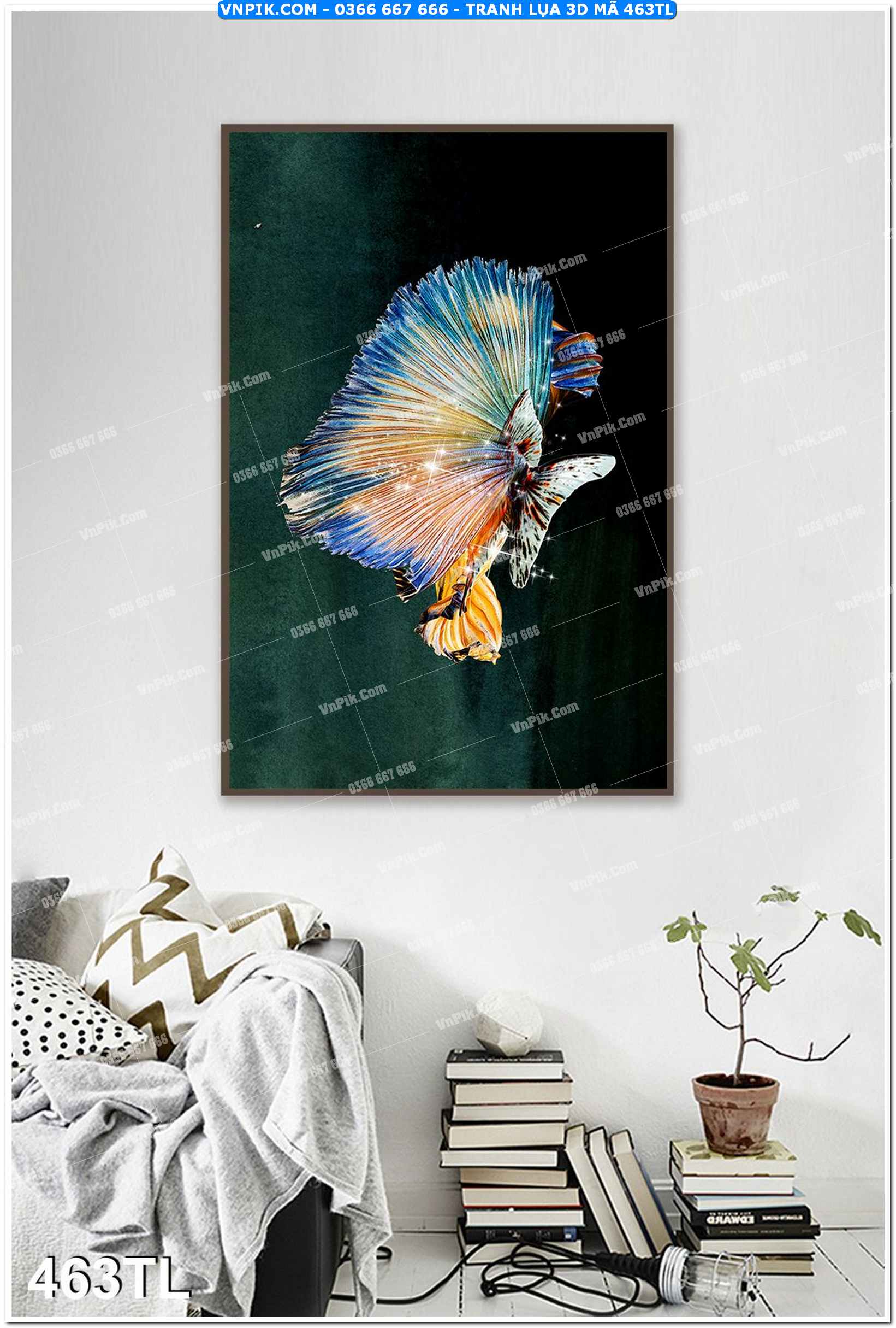Tranh lụa 3D – Tranh trang trí dán tường 463TL