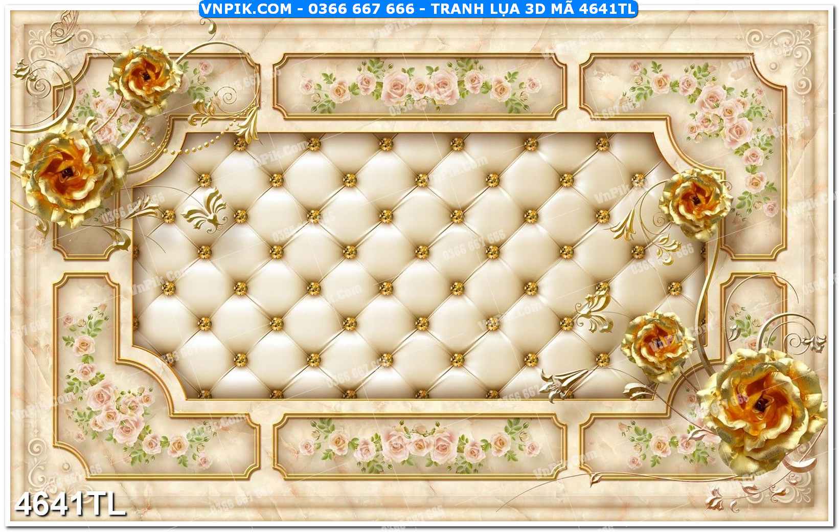 Tranh lụa 3D – Tranh trang trí dán tường 4641TL