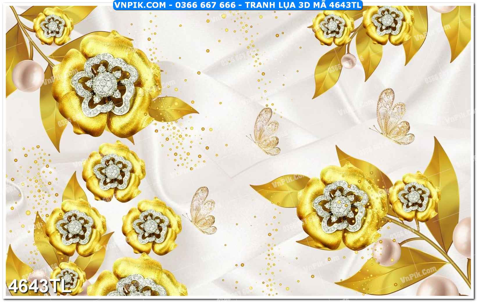 Tranh lụa 3D – Tranh trang trí dán tường 4643TL