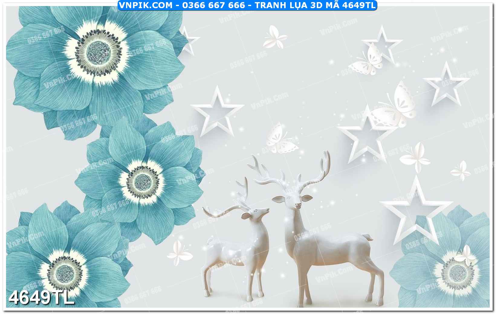 Tranh lụa 3D – Tranh trang trí dán tường 4649TL