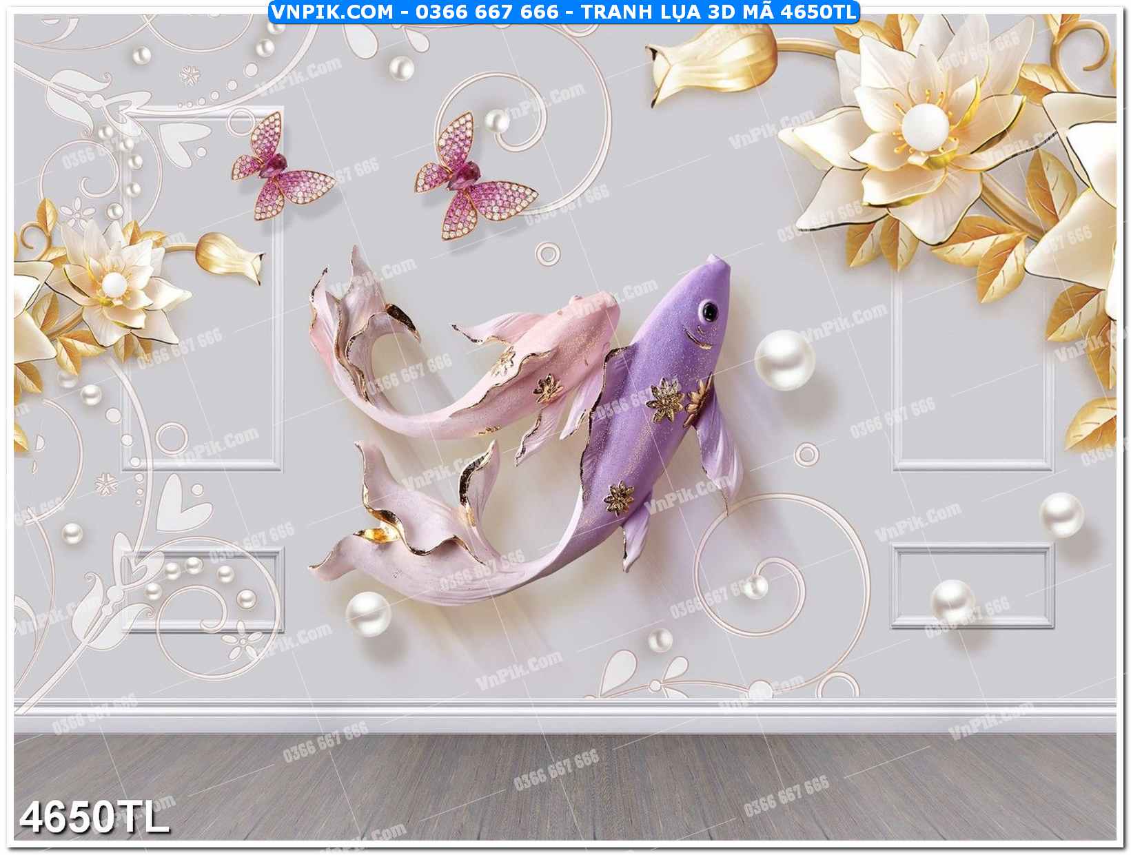 Tranh lụa 3D – Tranh trang trí dán tường 4650TL