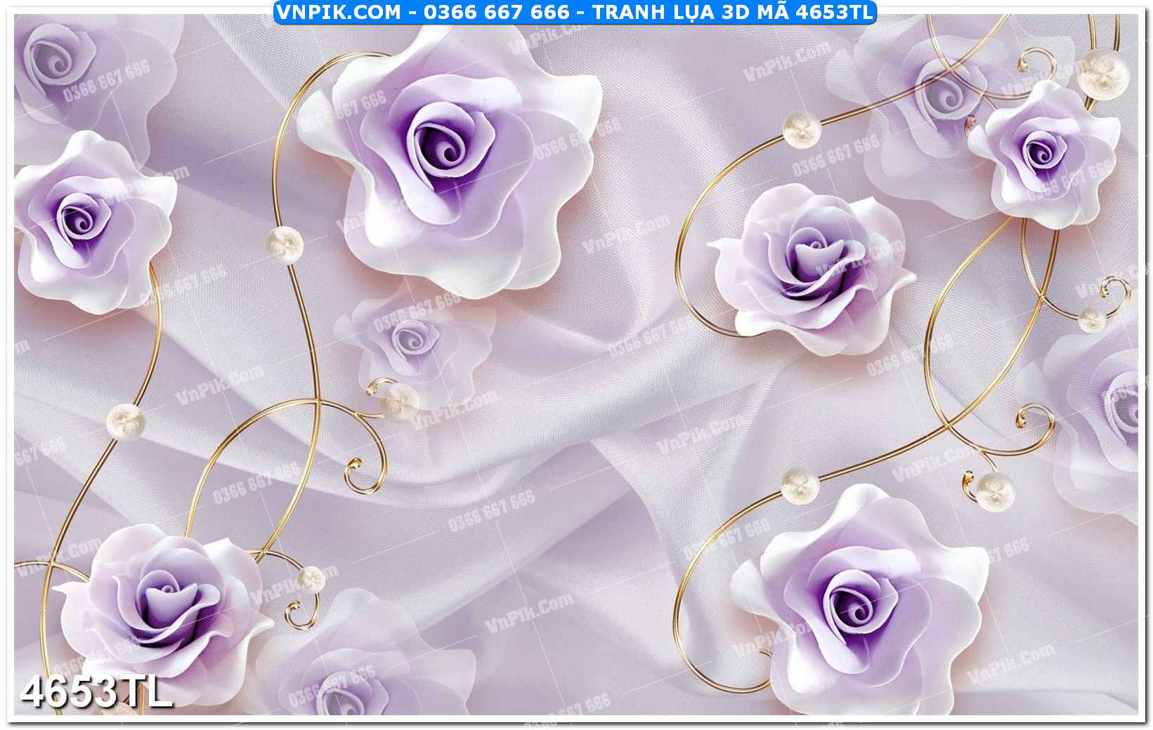 Tranh lụa 3D – Tranh trang trí dán tường 4653TL