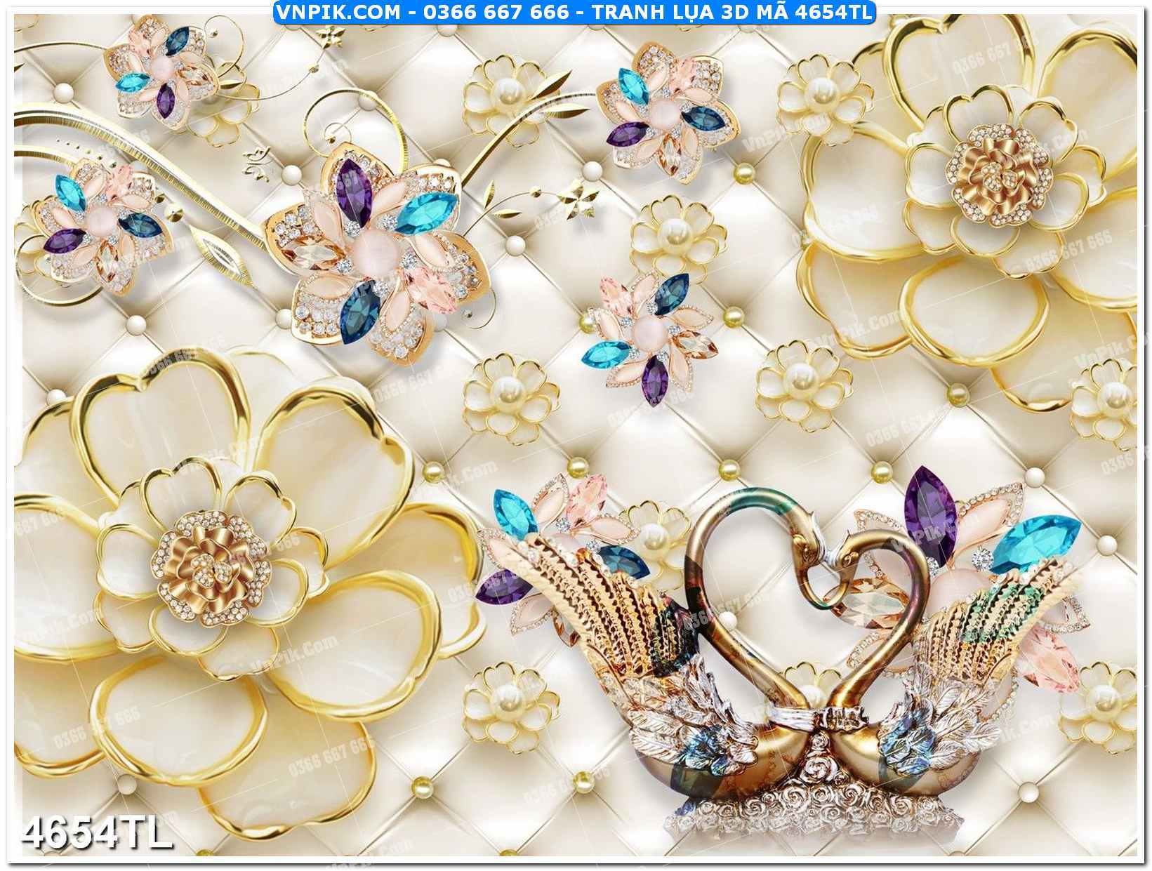 Tranh lụa 3D – Tranh trang trí dán tường 4654TL