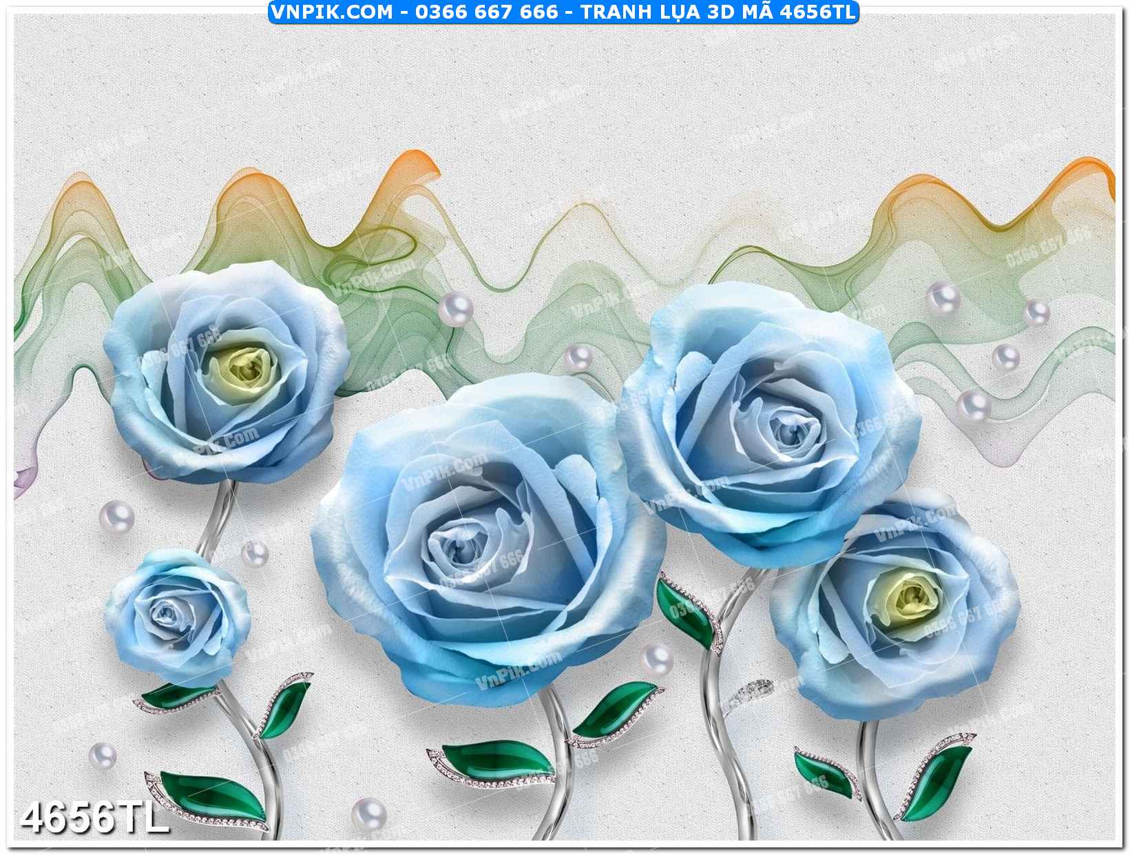 Tranh lụa 3D – Tranh trang trí dán tường 4656TL