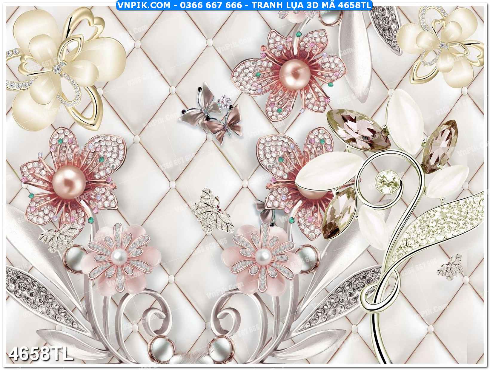 Tranh lụa 3D – Tranh trang trí dán tường 4658TL