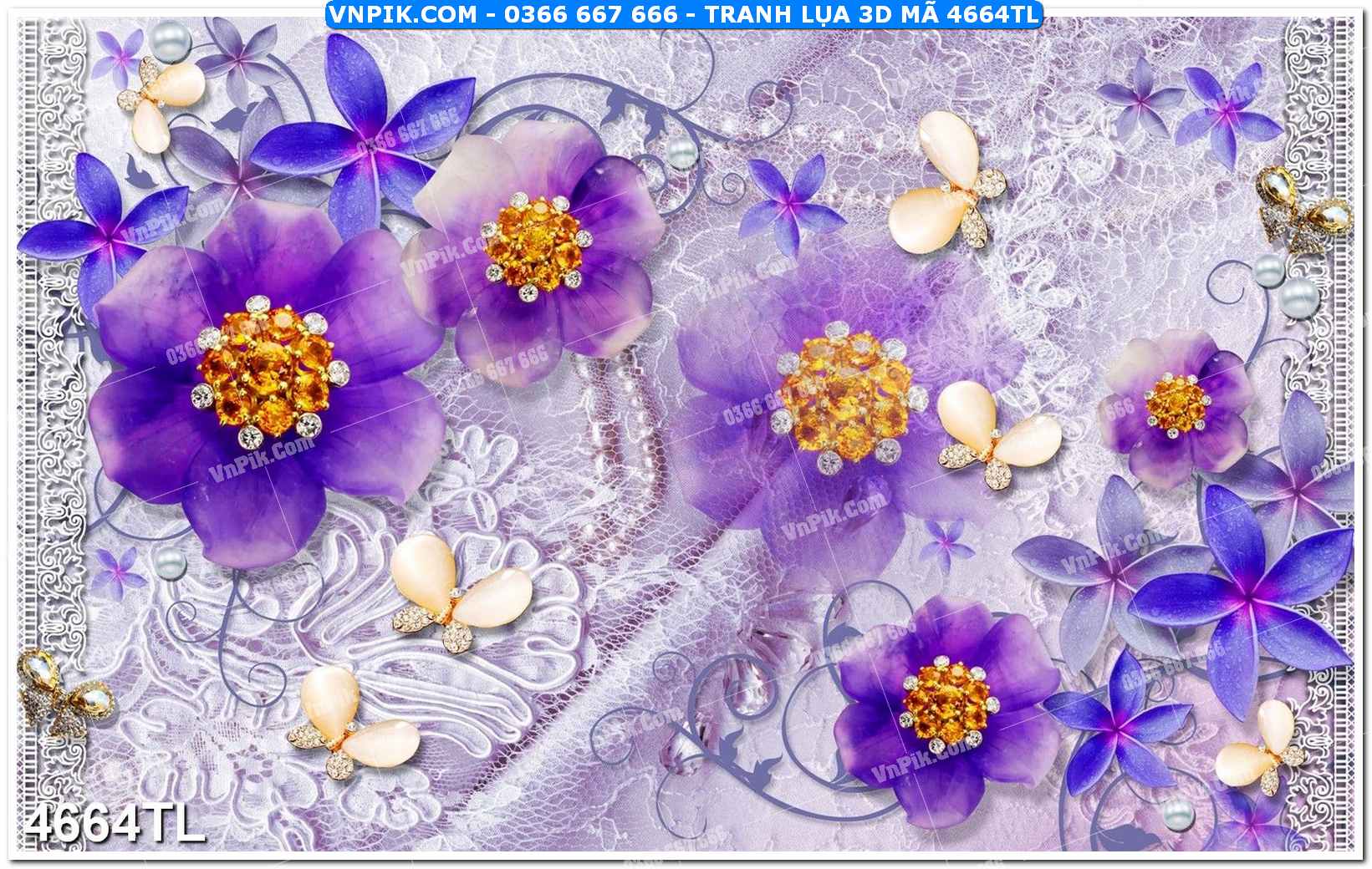 Tranh lụa 3D – Tranh trang trí dán tường 4664TL