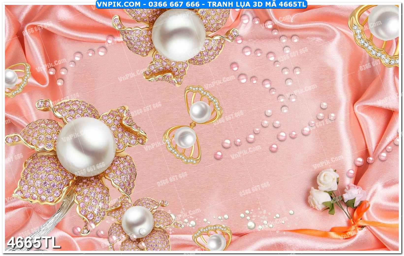 Tranh lụa 3D – Tranh trang trí dán tường 4665TL