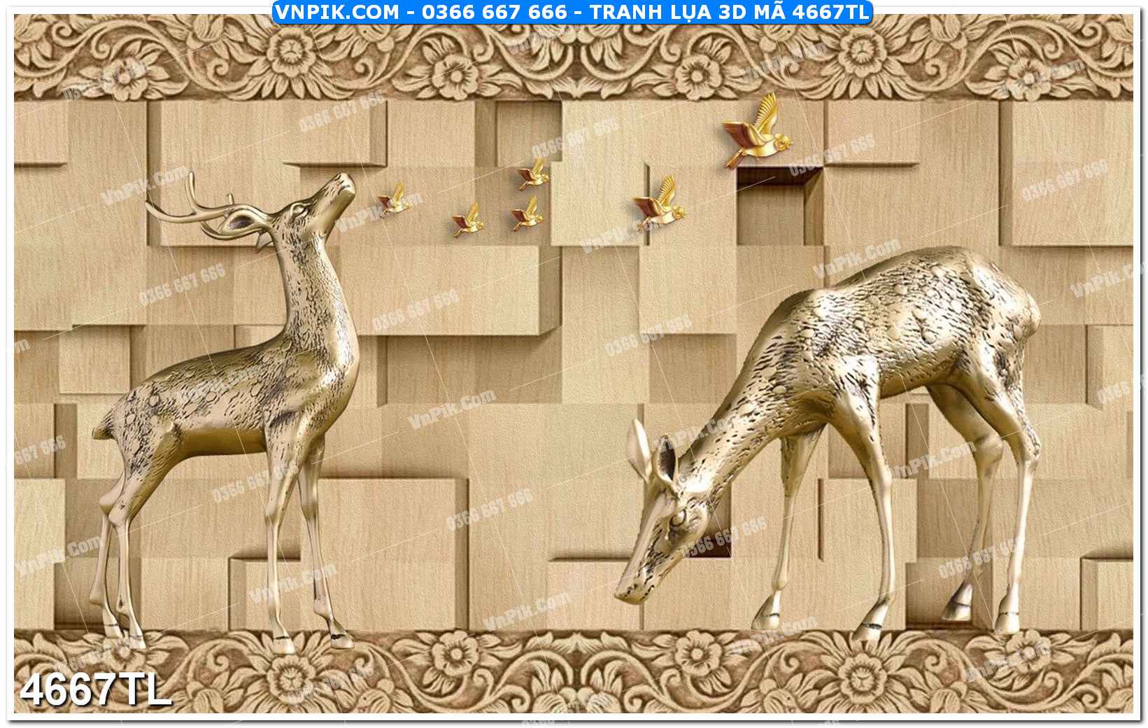 Tranh lụa 3D – Tranh trang trí dán tường 4667TL