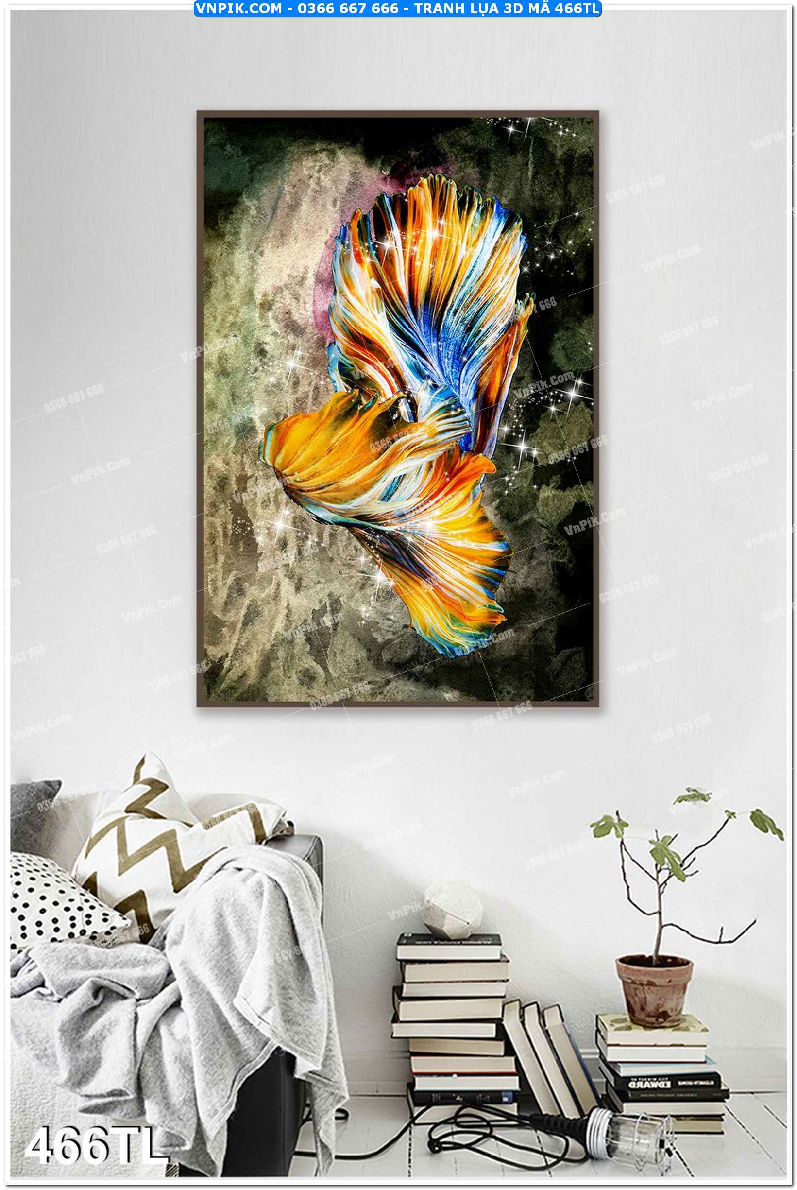 Tranh lụa 3D – Tranh trang trí dán tường 466TL