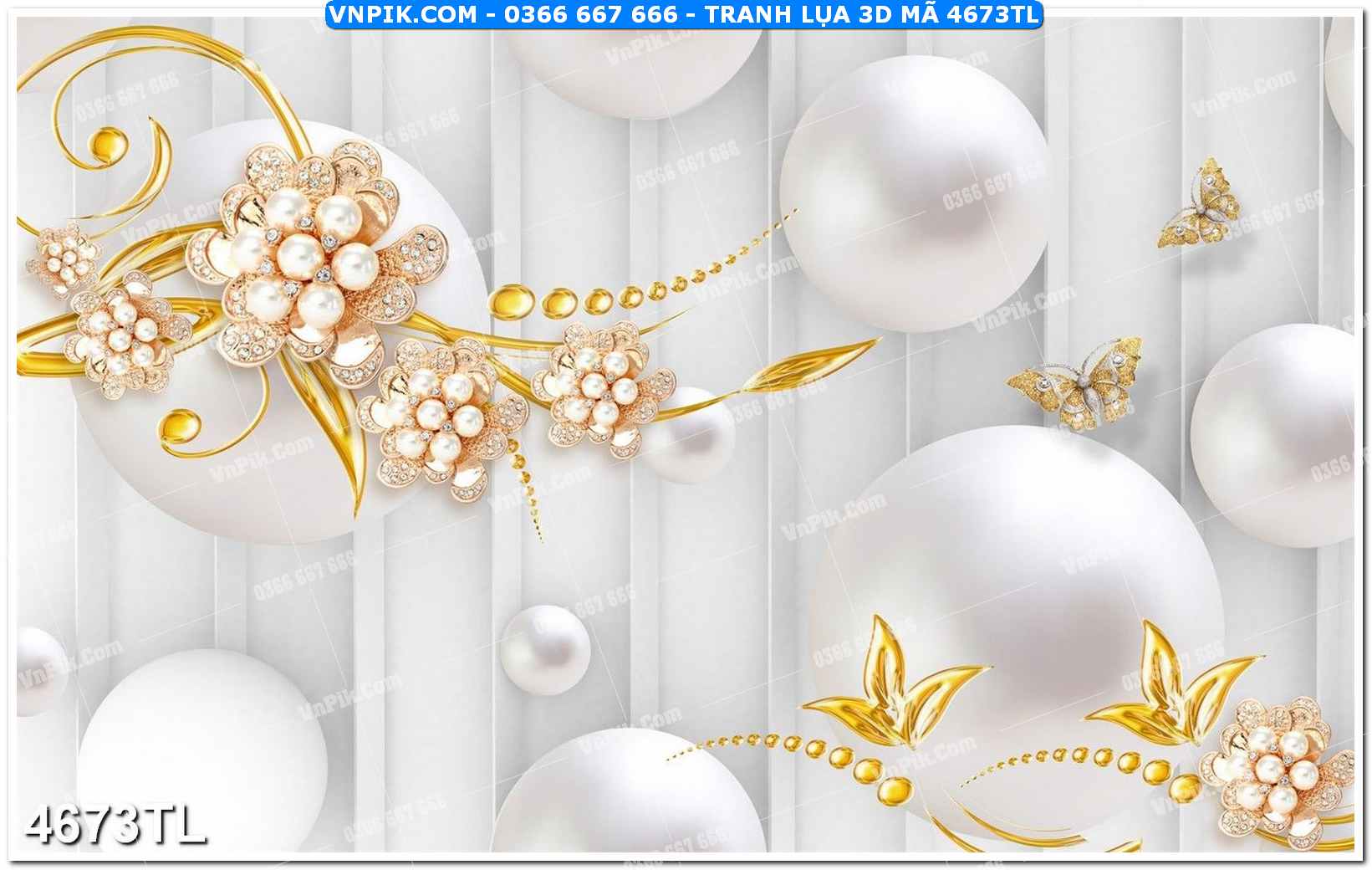 Tranh lụa 3D – Tranh trang trí dán tường 4673TL