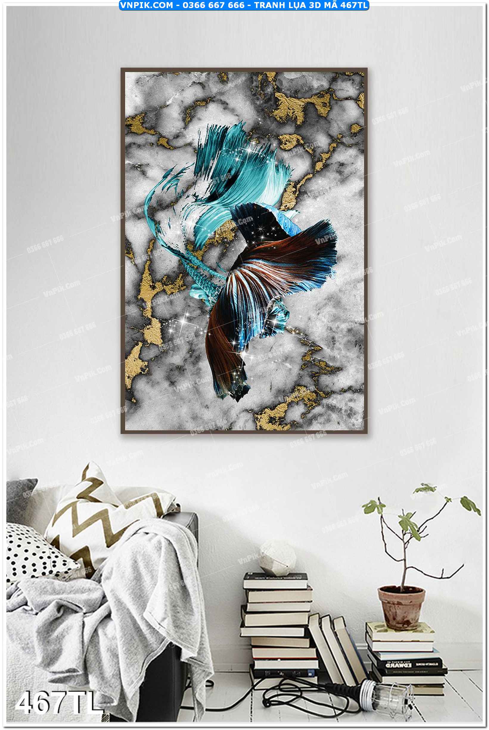 Tranh lụa 3D – Tranh trang trí dán tường 467TL