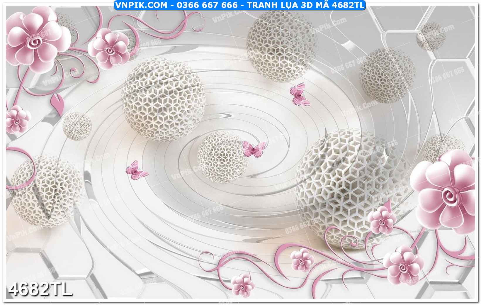 Tranh lụa 3D – Tranh trang trí dán tường 4682TL