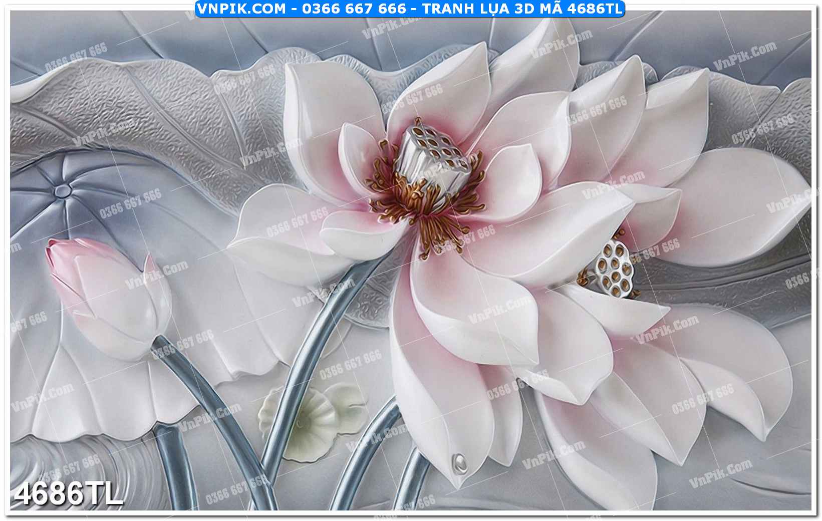 Tranh lụa 3D – Tranh trang trí dán tường 4686TL