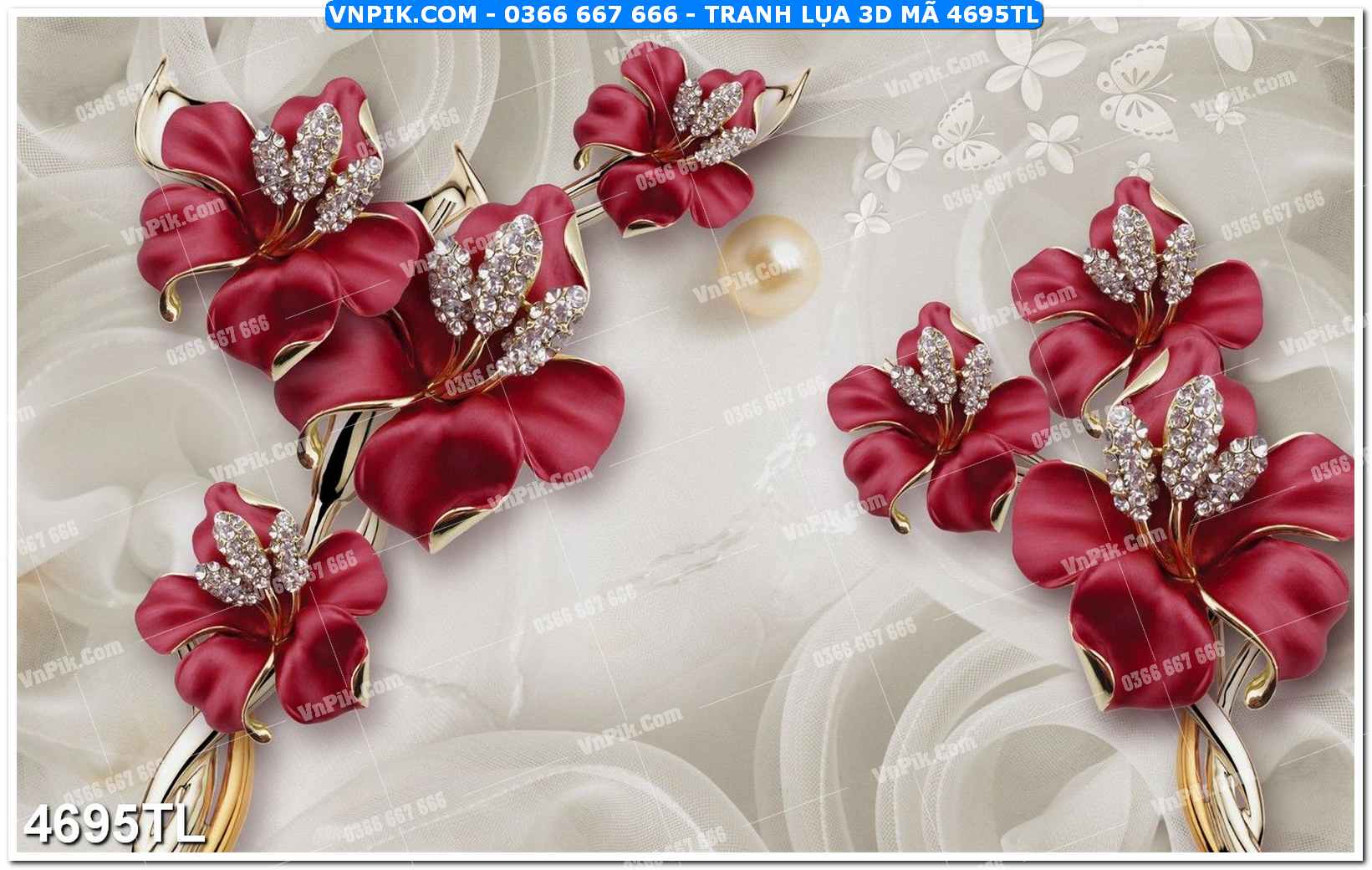 Tranh lụa 3D – Tranh trang trí dán tường 4695TL