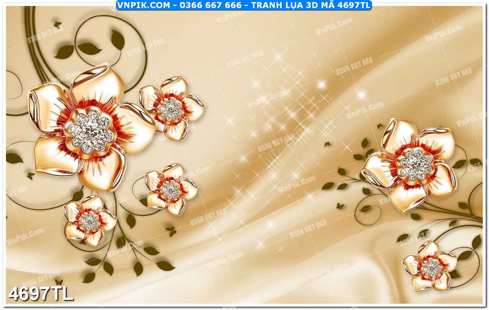 Tranh lụa 3D – Tranh trang trí dán tường 4697TL