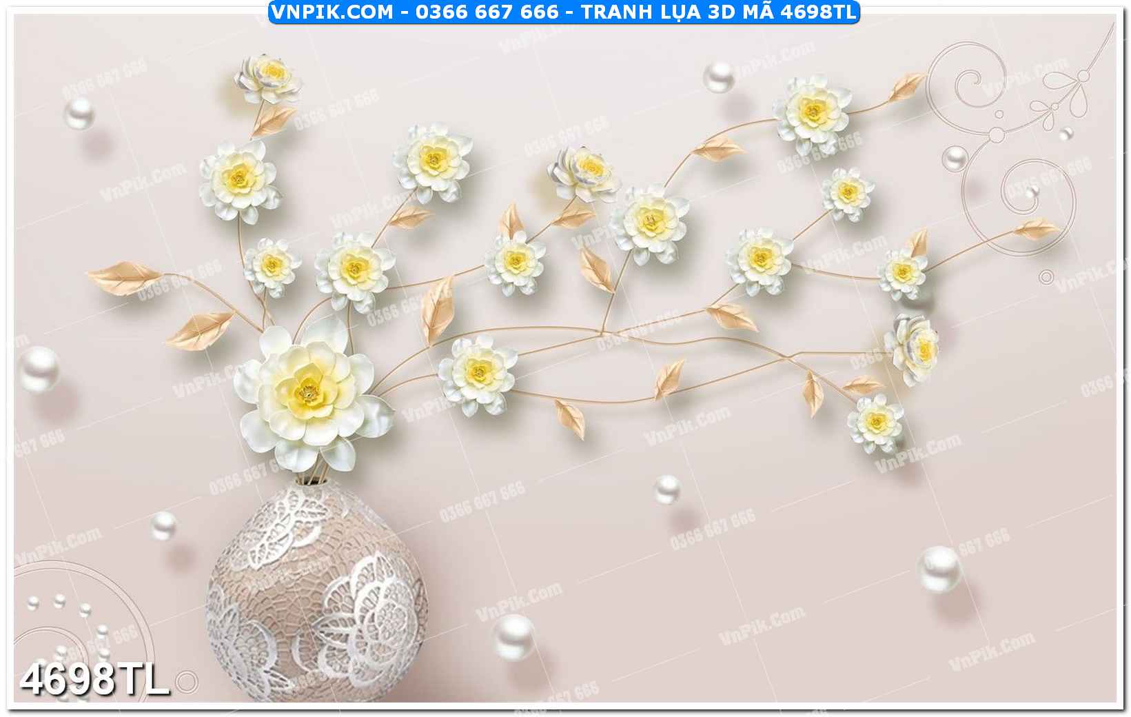 Tranh lụa 3D – Tranh trang trí dán tường 4698TL