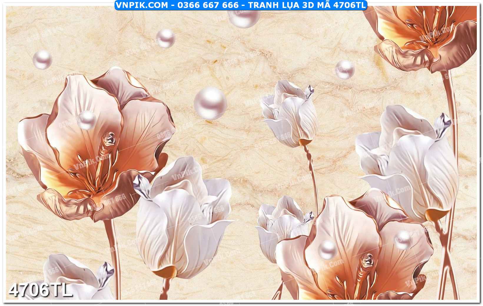 Tranh lụa 3D – Tranh trang trí dán tường 4706TL