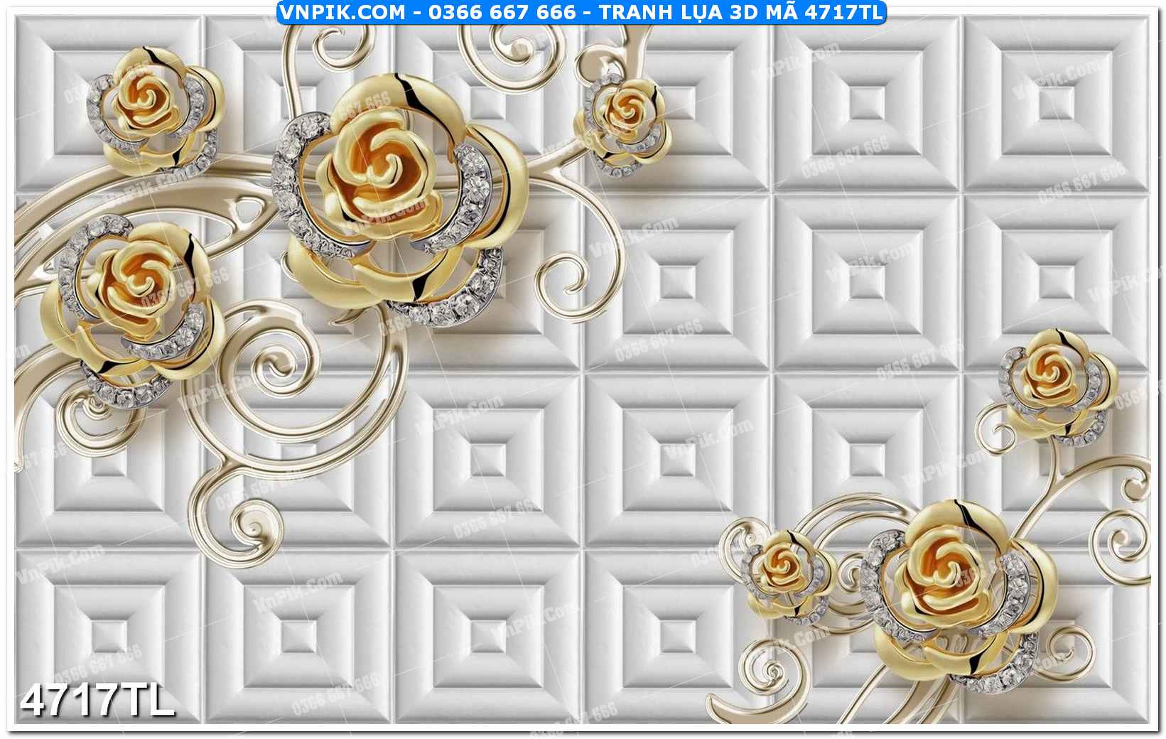 Tranh lụa 3D – Tranh trang trí dán tường 4717TL