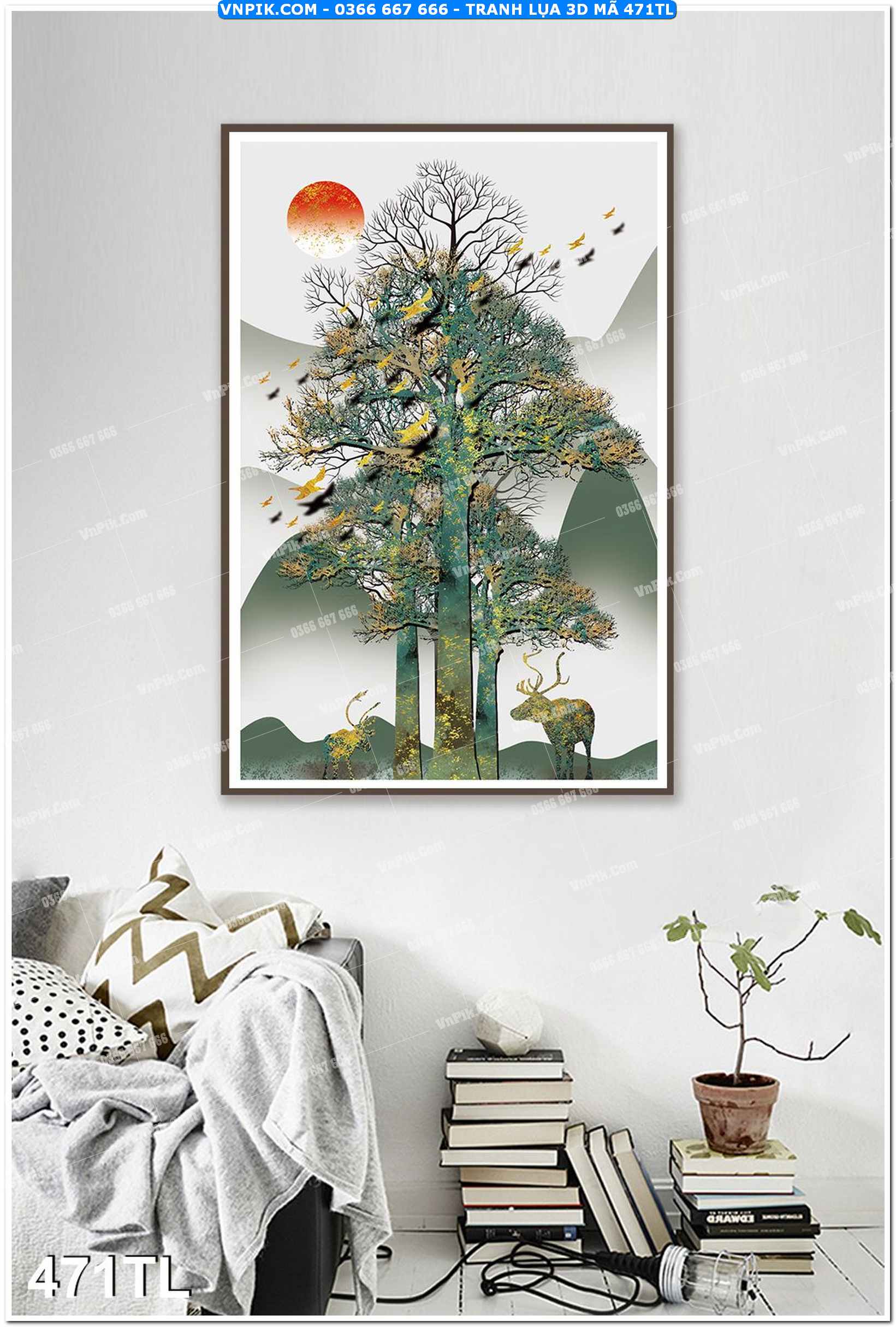 Tranh lụa 3D – Tranh trang trí dán tường 471TL