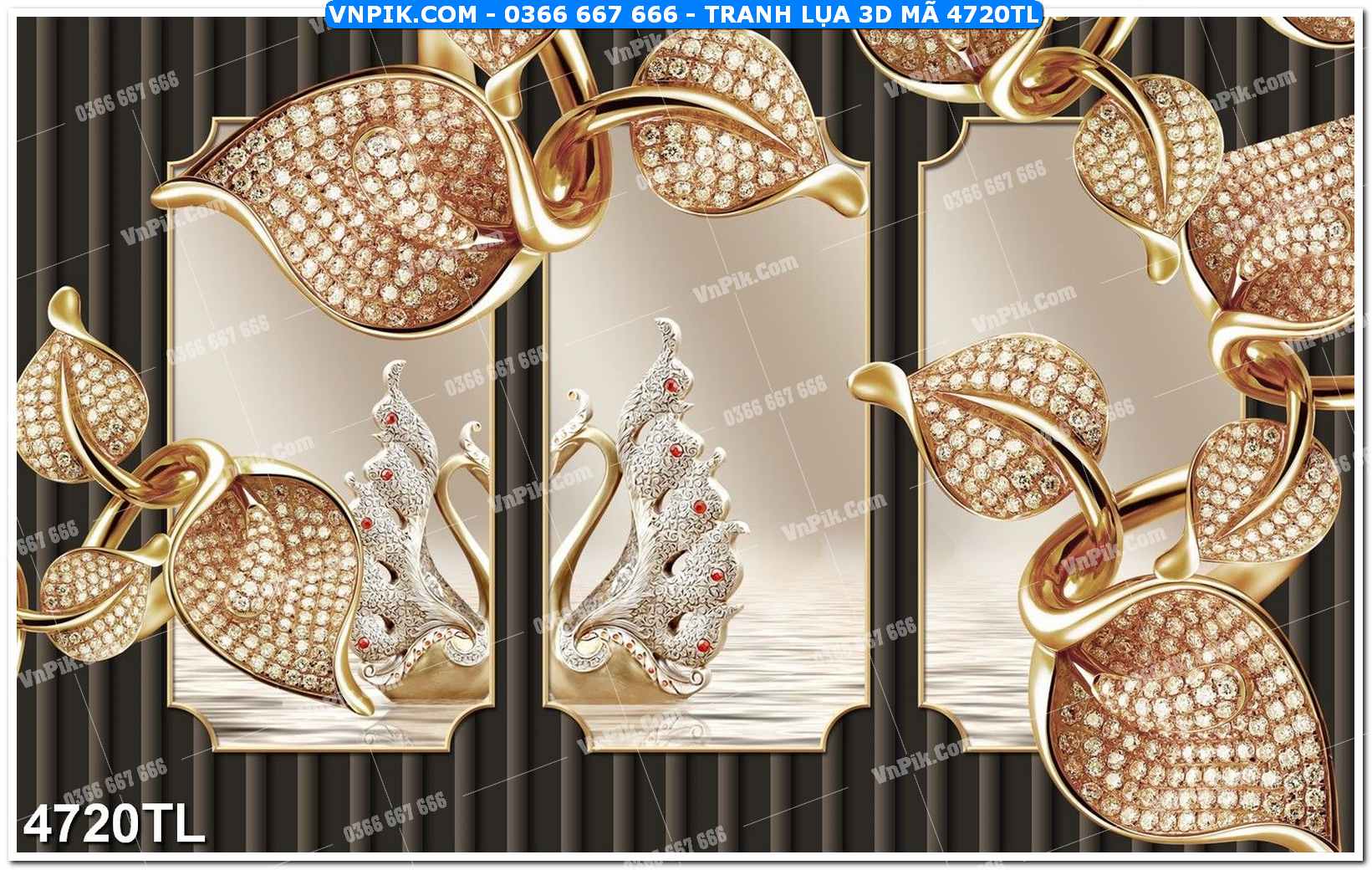 Tranh lụa 3D – Tranh trang trí dán tường 4720TL