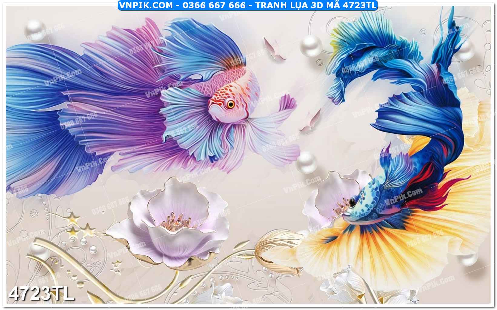 Tranh lụa 3D – Tranh trang trí dán tường 4723TL