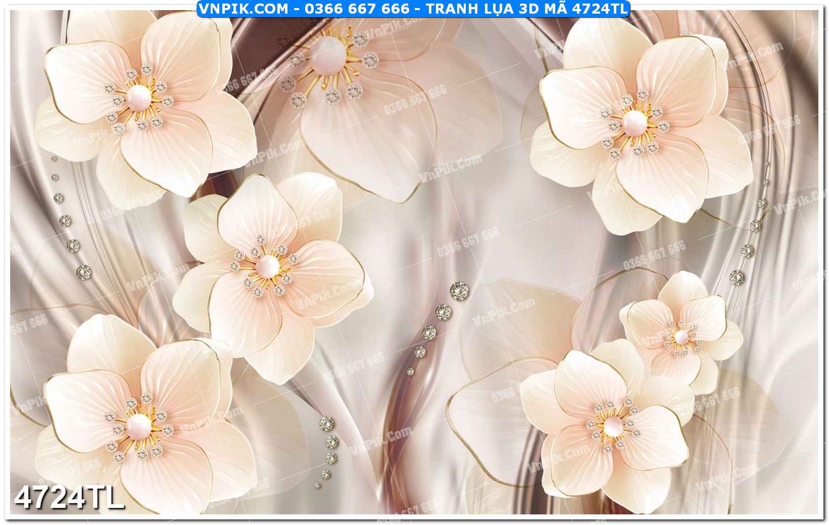 Tranh lụa 3D – Tranh trang trí dán tường 4724TL