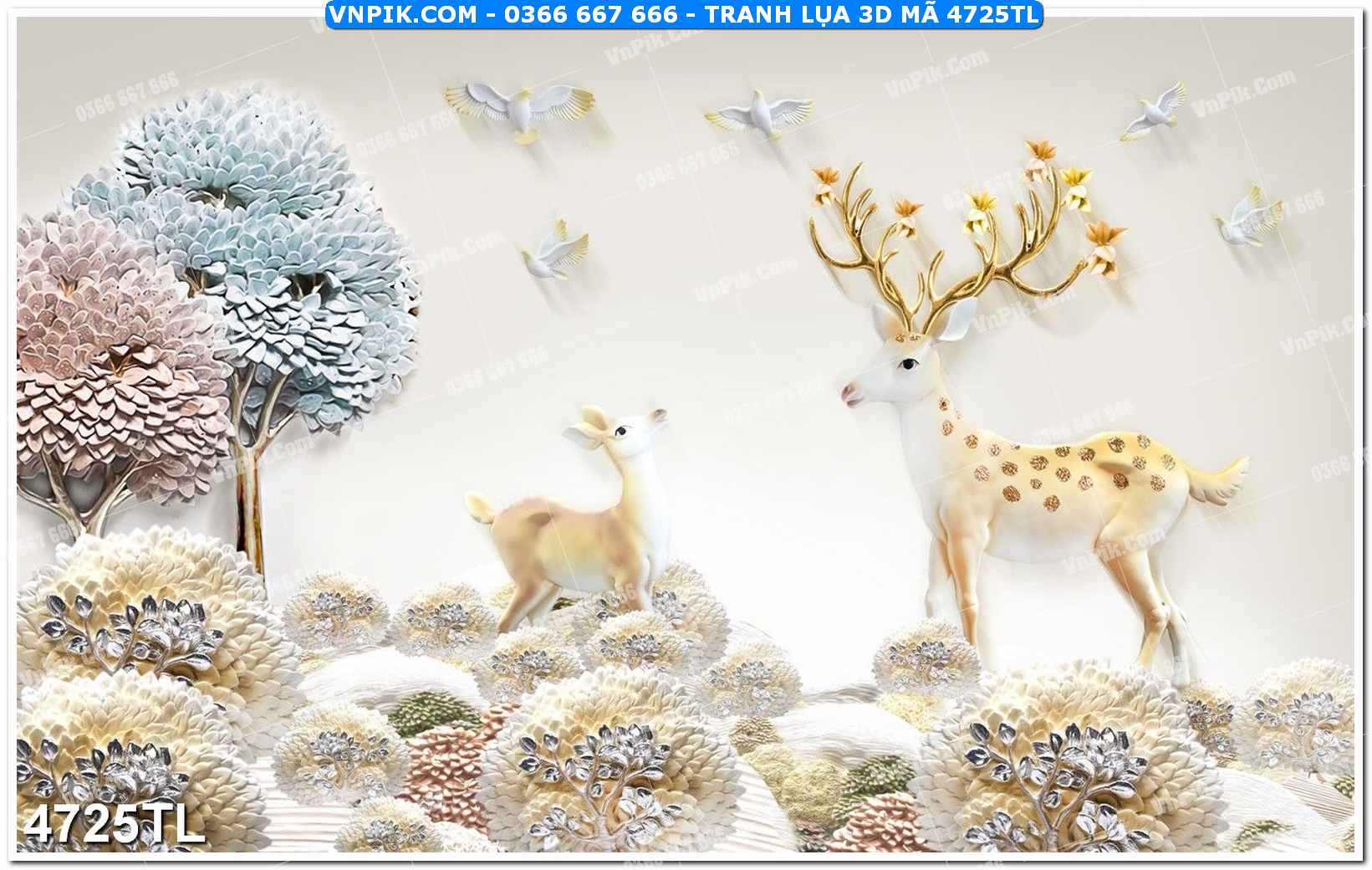 Tranh lụa 3D – Tranh trang trí dán tường 4725TL