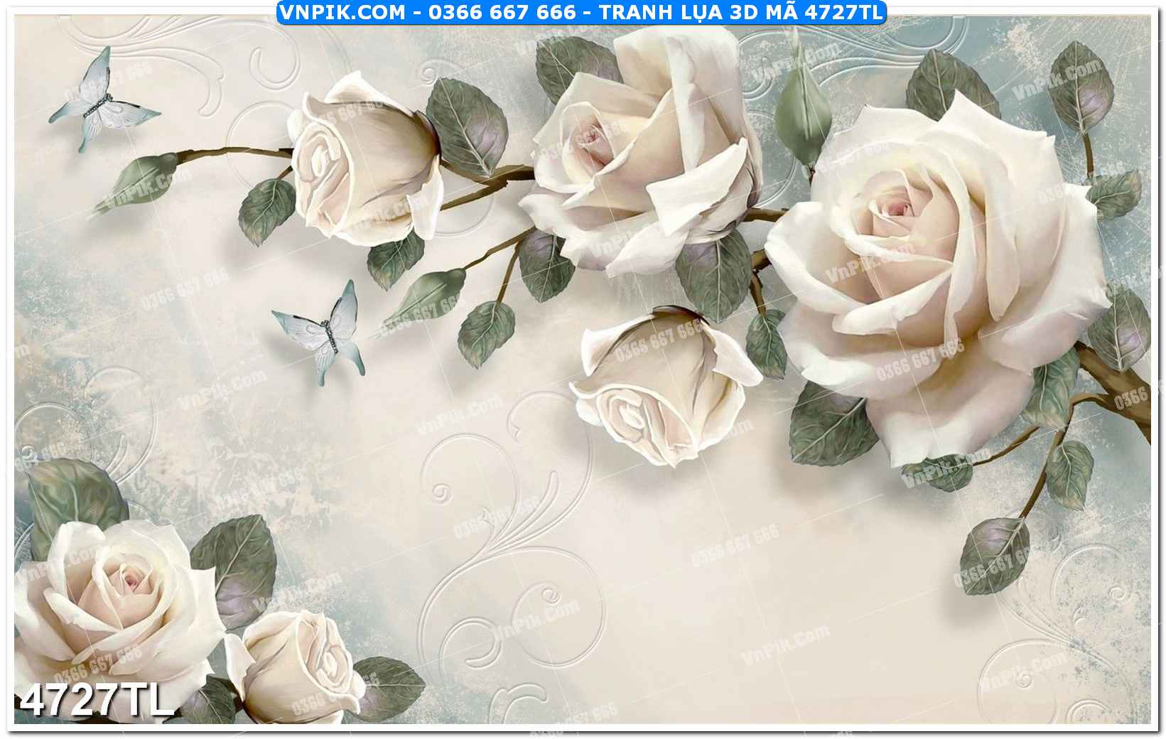 Tranh lụa 3D – Tranh trang trí dán tường 4727TL