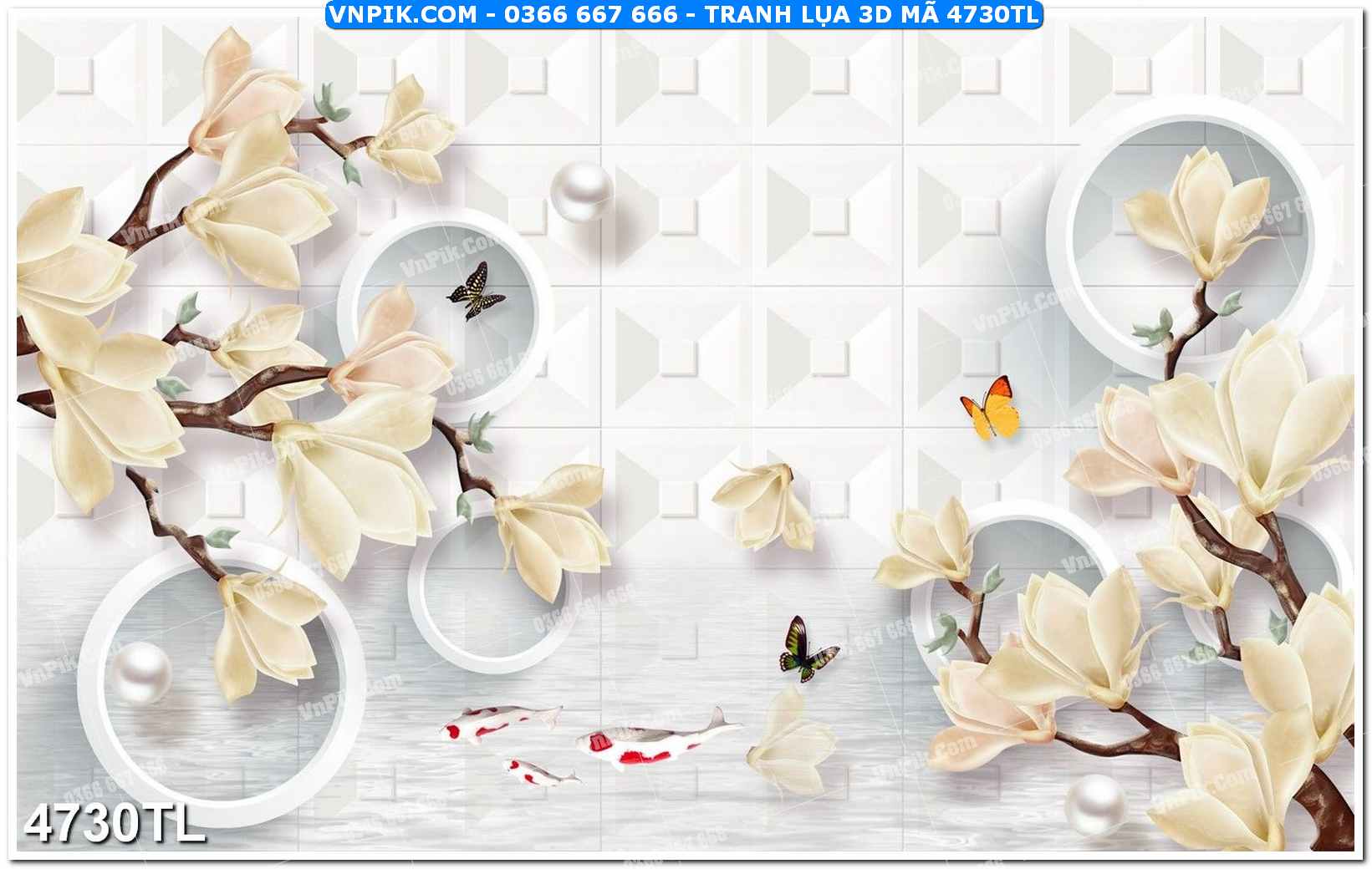 Tranh lụa 3D – Tranh trang trí dán tường 4730TL