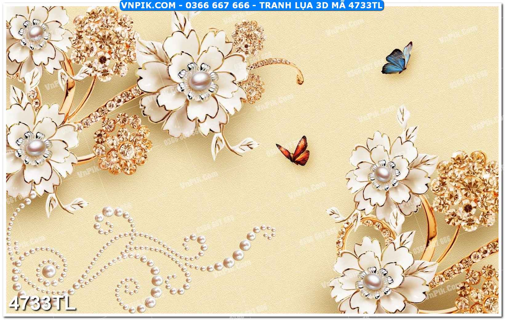 Tranh lụa 3D – Tranh trang trí dán tường 4733TL