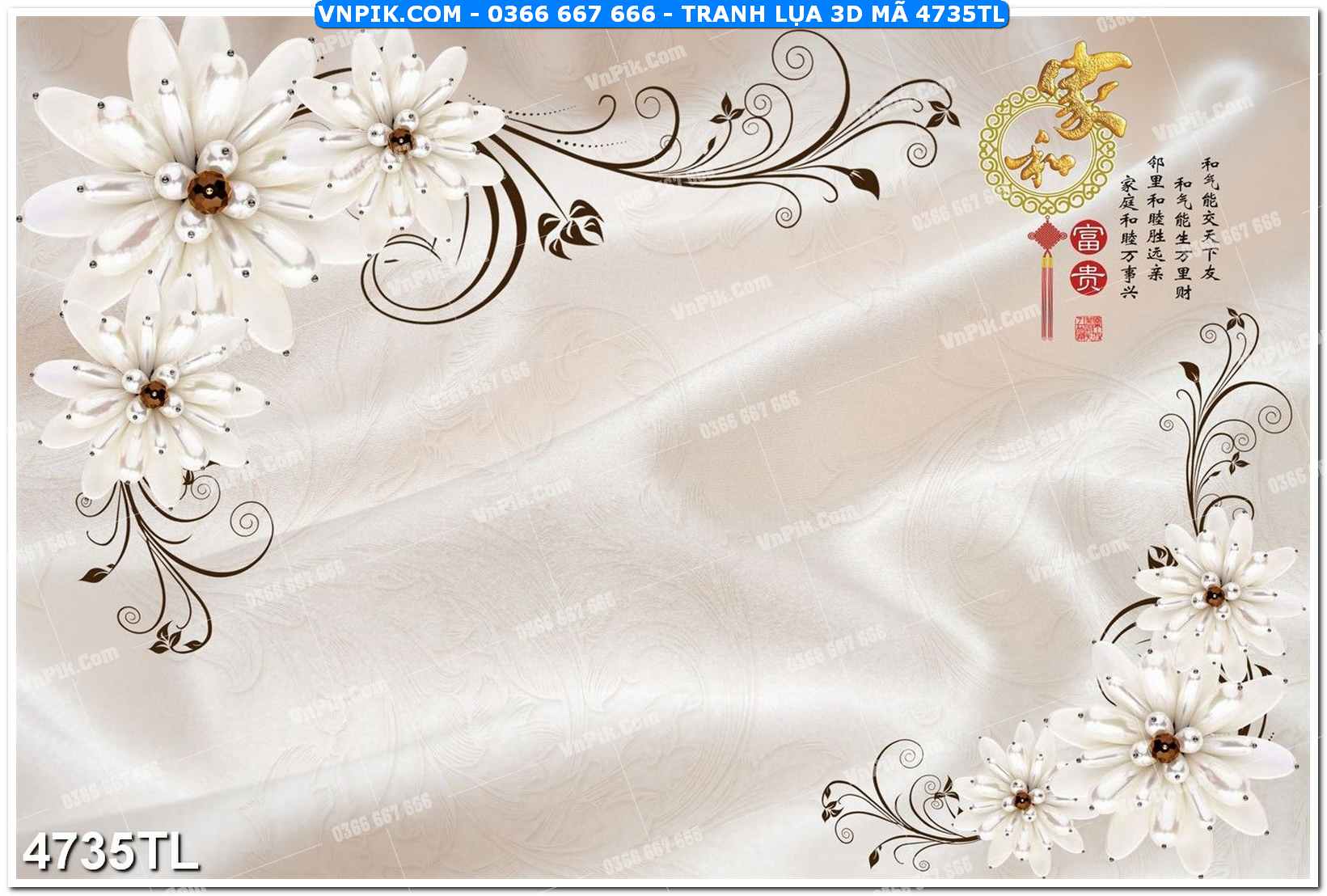 Tranh lụa 3D – Tranh trang trí dán tường 4735TL