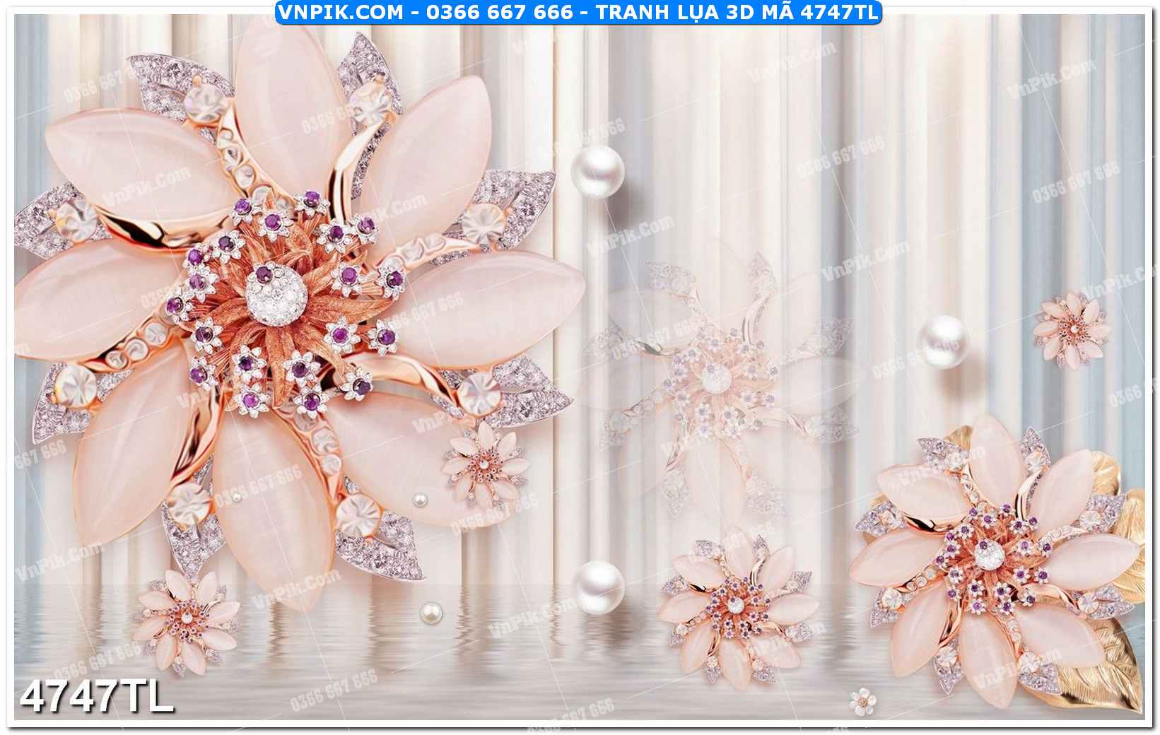 Tranh lụa 3D – Tranh trang trí dán tường 4747TL