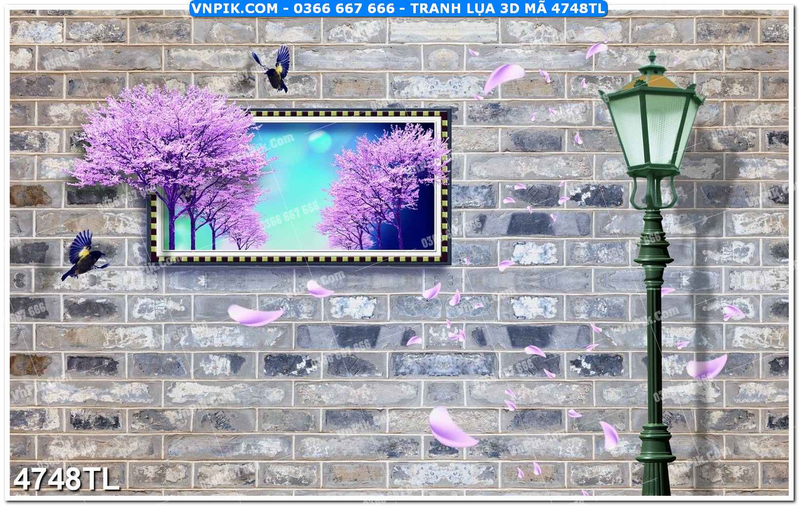 Tranh lụa 3D – Tranh trang trí dán tường 4748TL