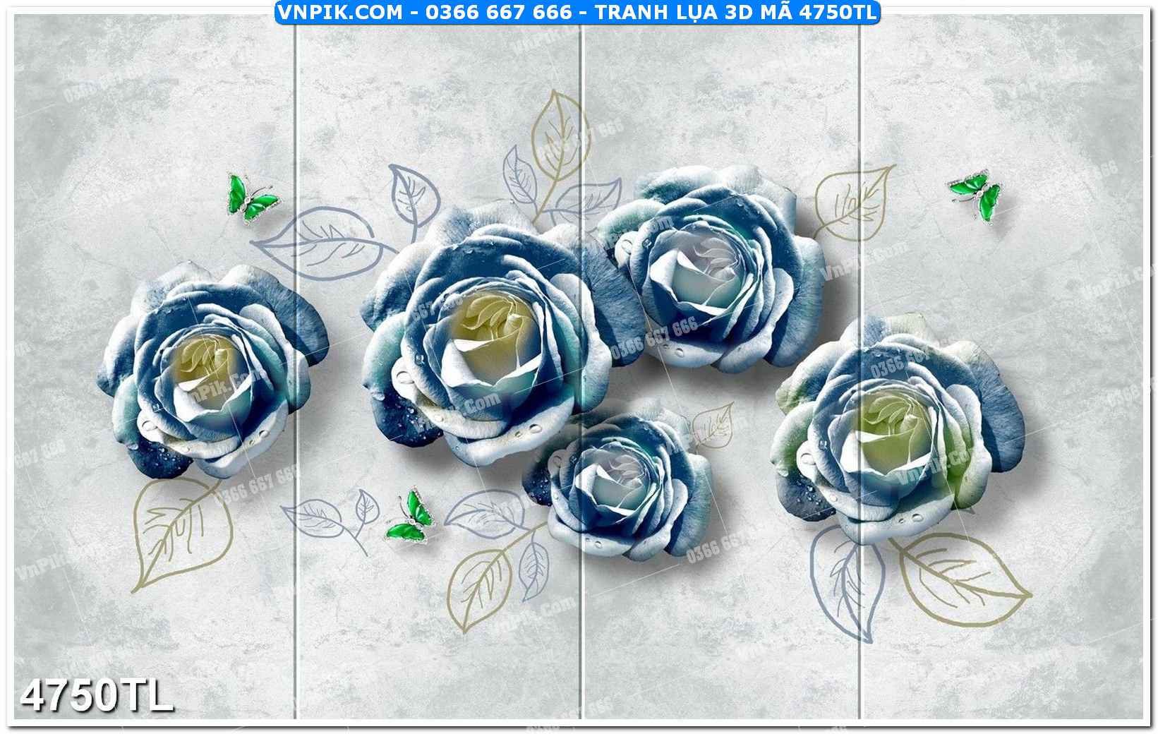 Tranh lụa 3D – Tranh trang trí dán tường 4750TL