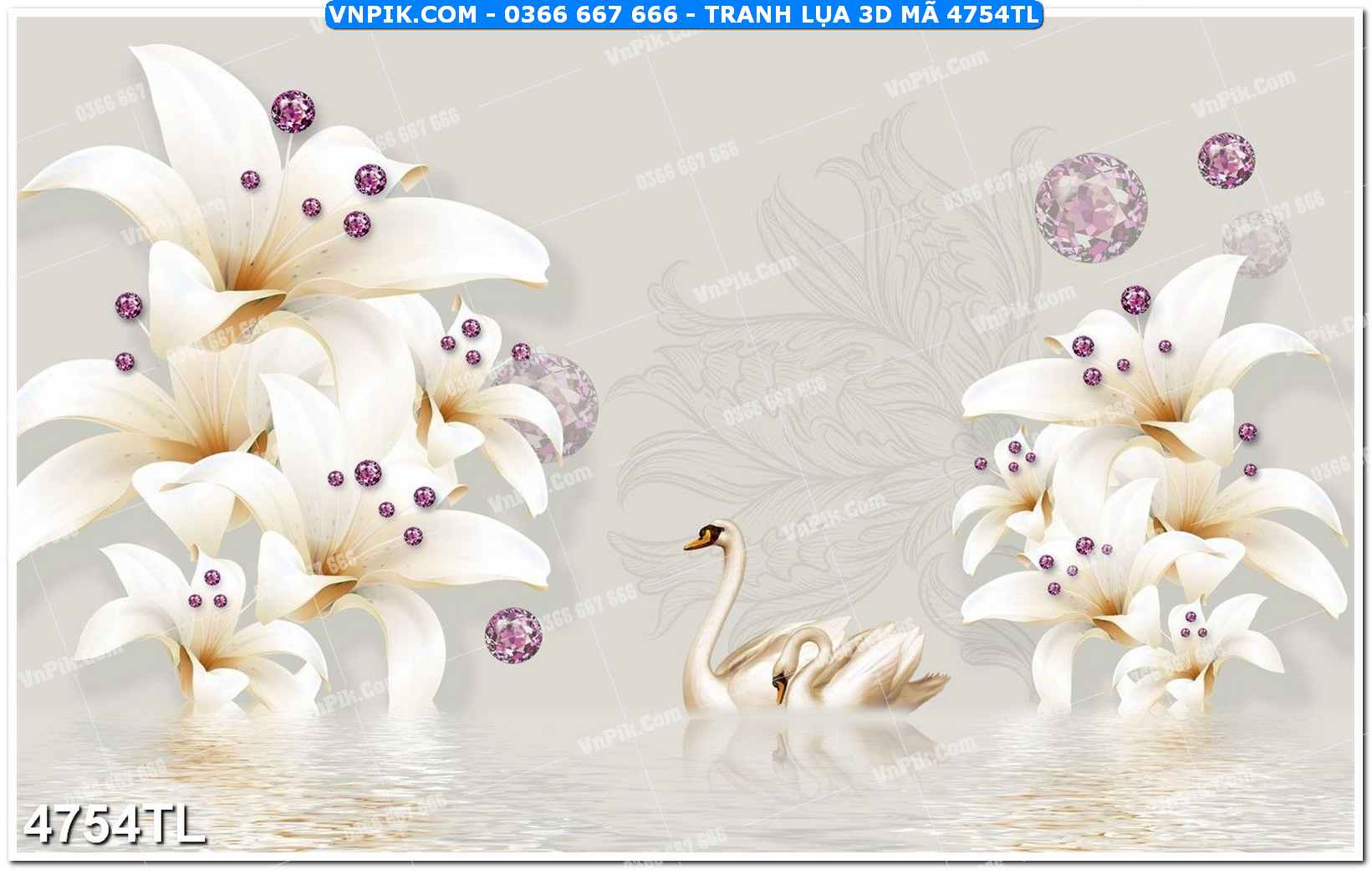 Tranh lụa 3D – Tranh trang trí dán tường 4754TL