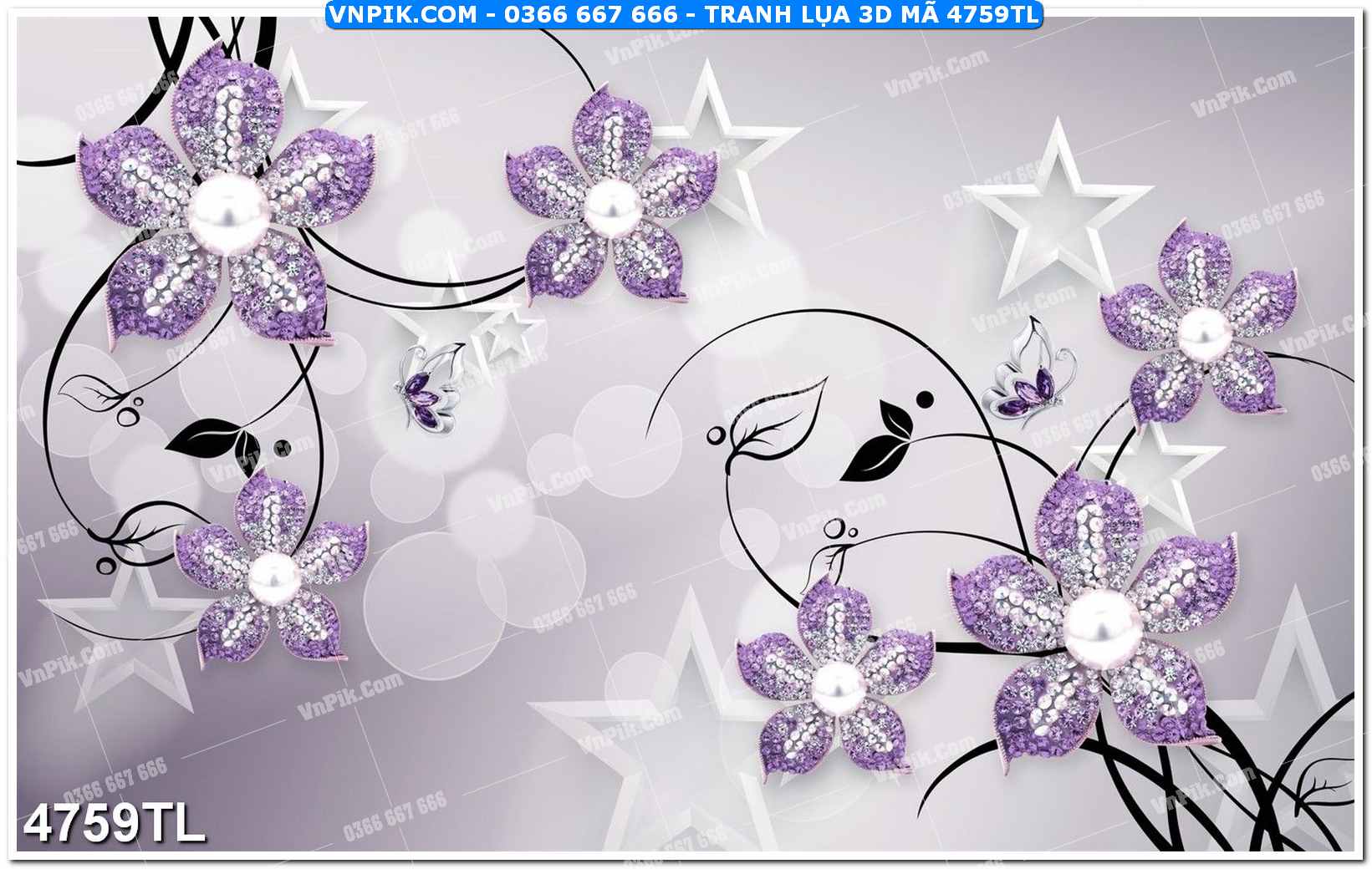 Tranh lụa 3D – Tranh trang trí dán tường 4759TL